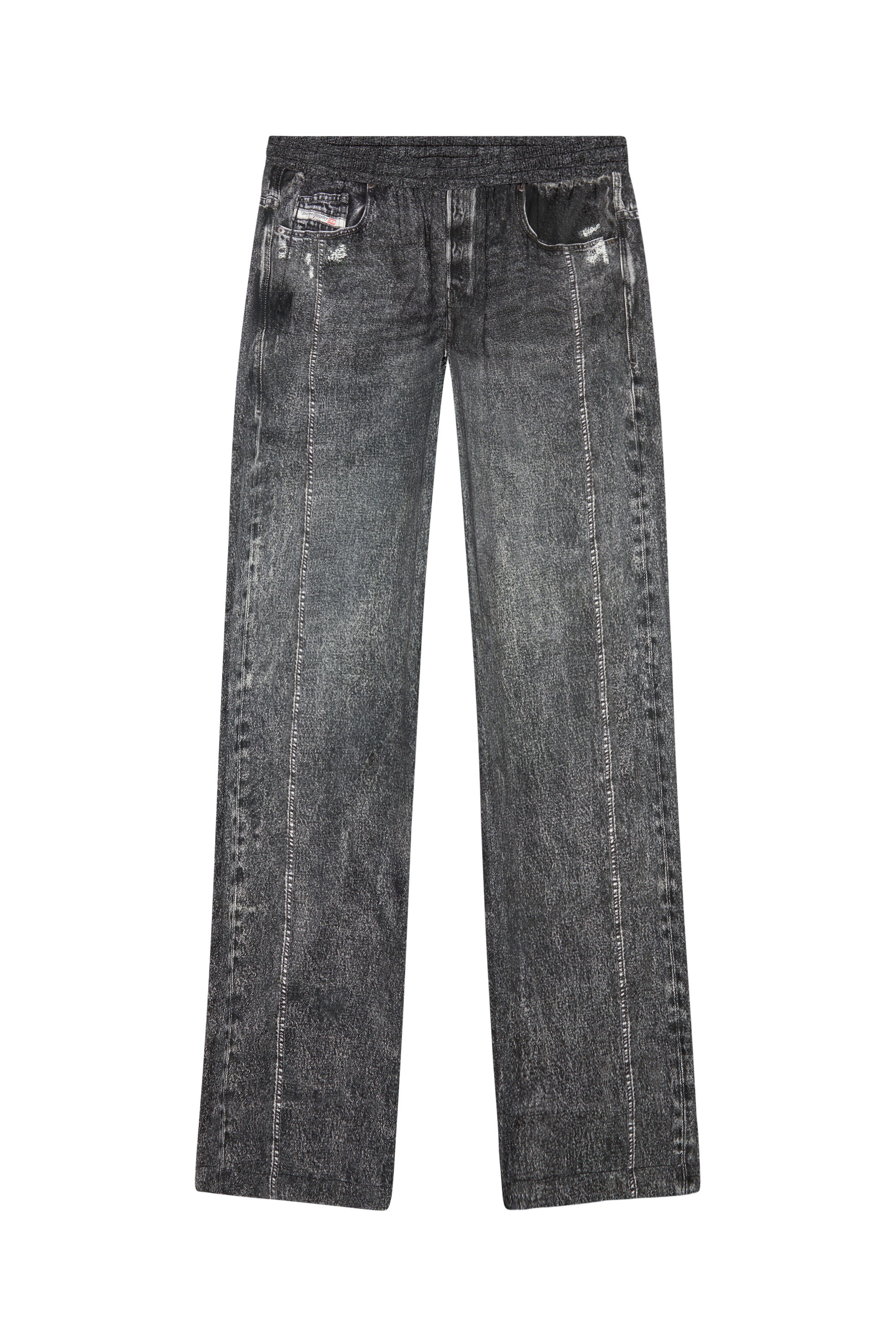 Diesel - P-ALSTON, Man's Track pants with denim print in Black - 3