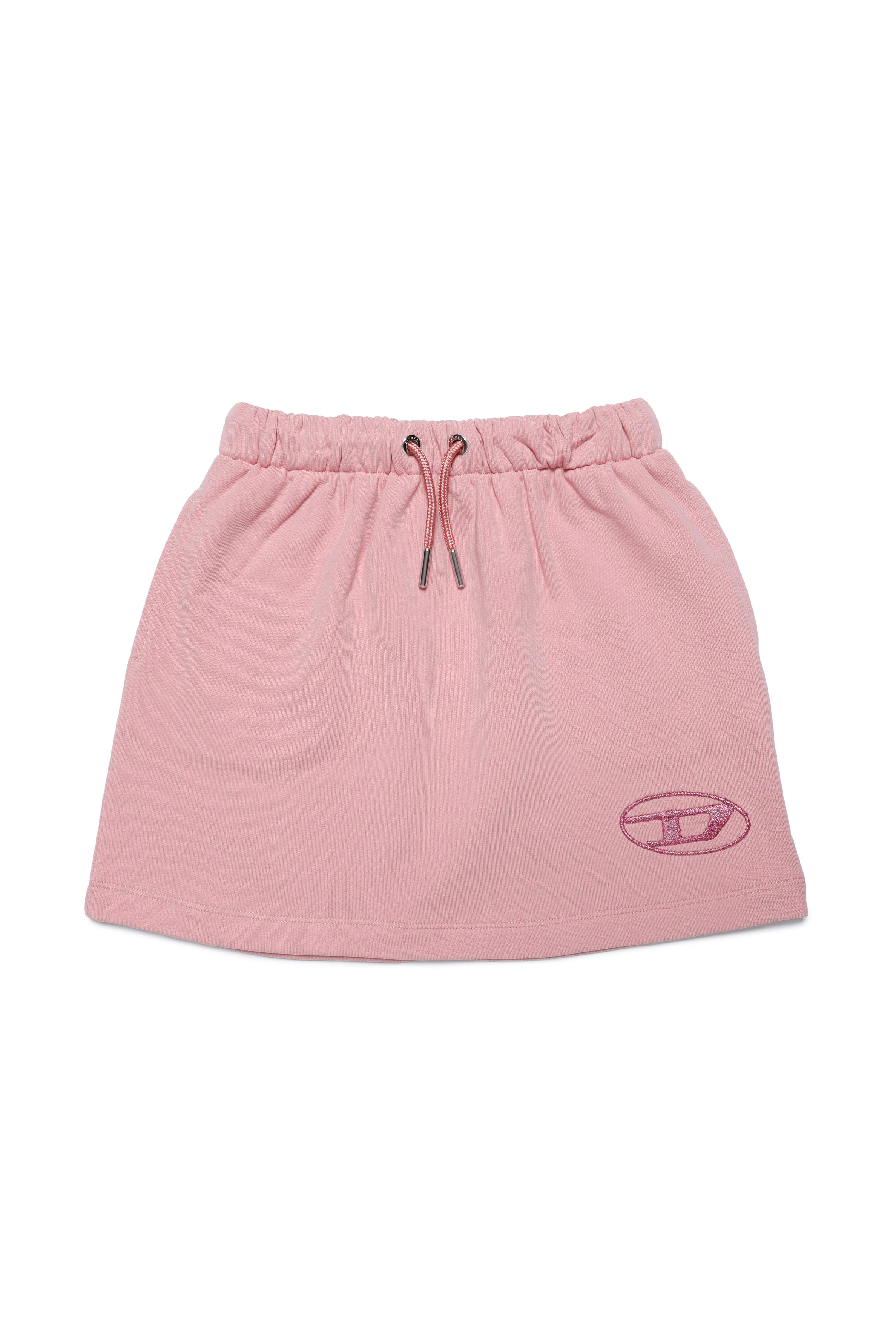 Diesel - GRINAR, Woman's Jersey mini skirt with glittery logo in Pink - 1