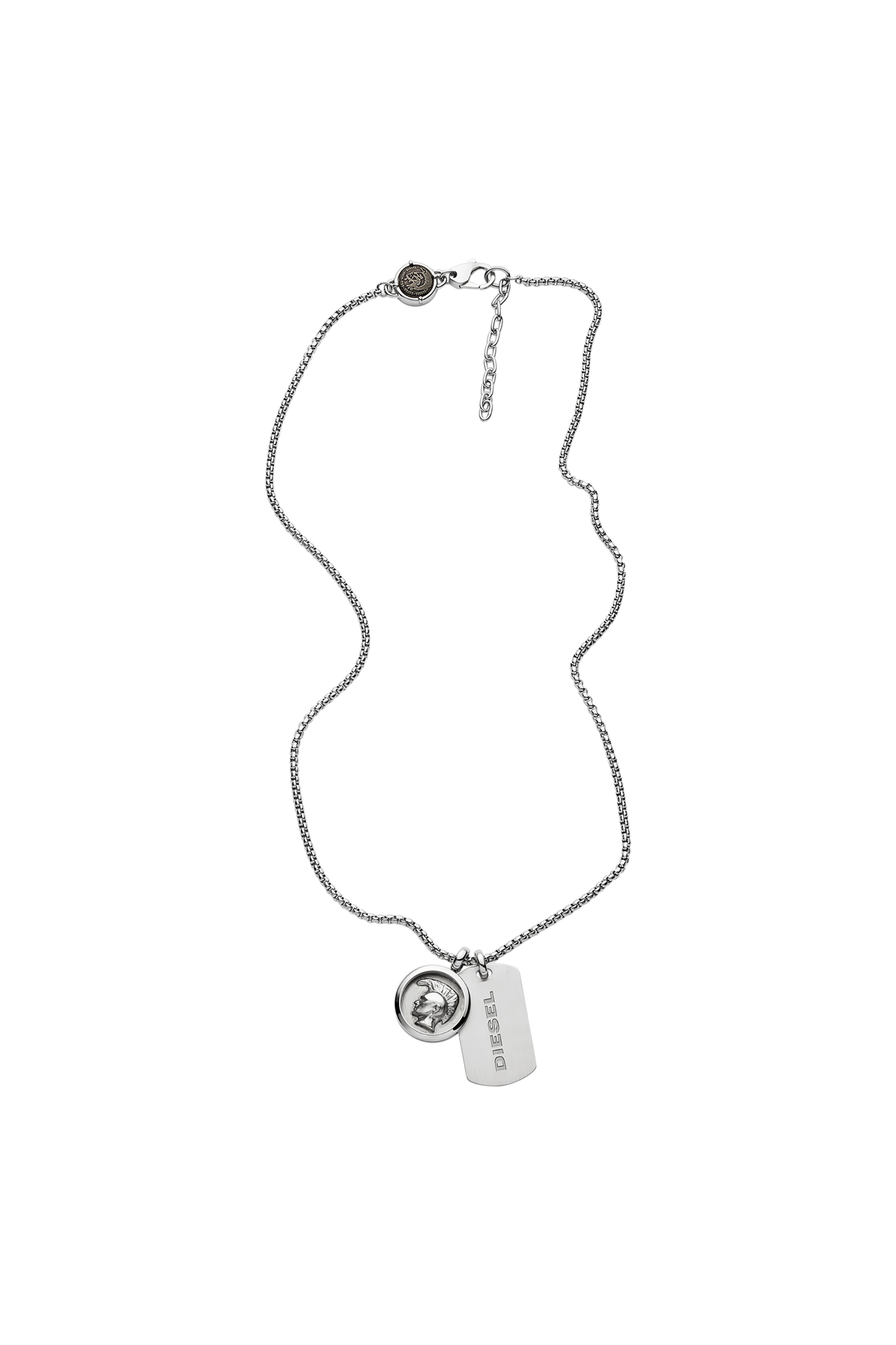 Diesel - DX1209, Man's Stainless Steel Double Pendant Necklace in Silver - 2