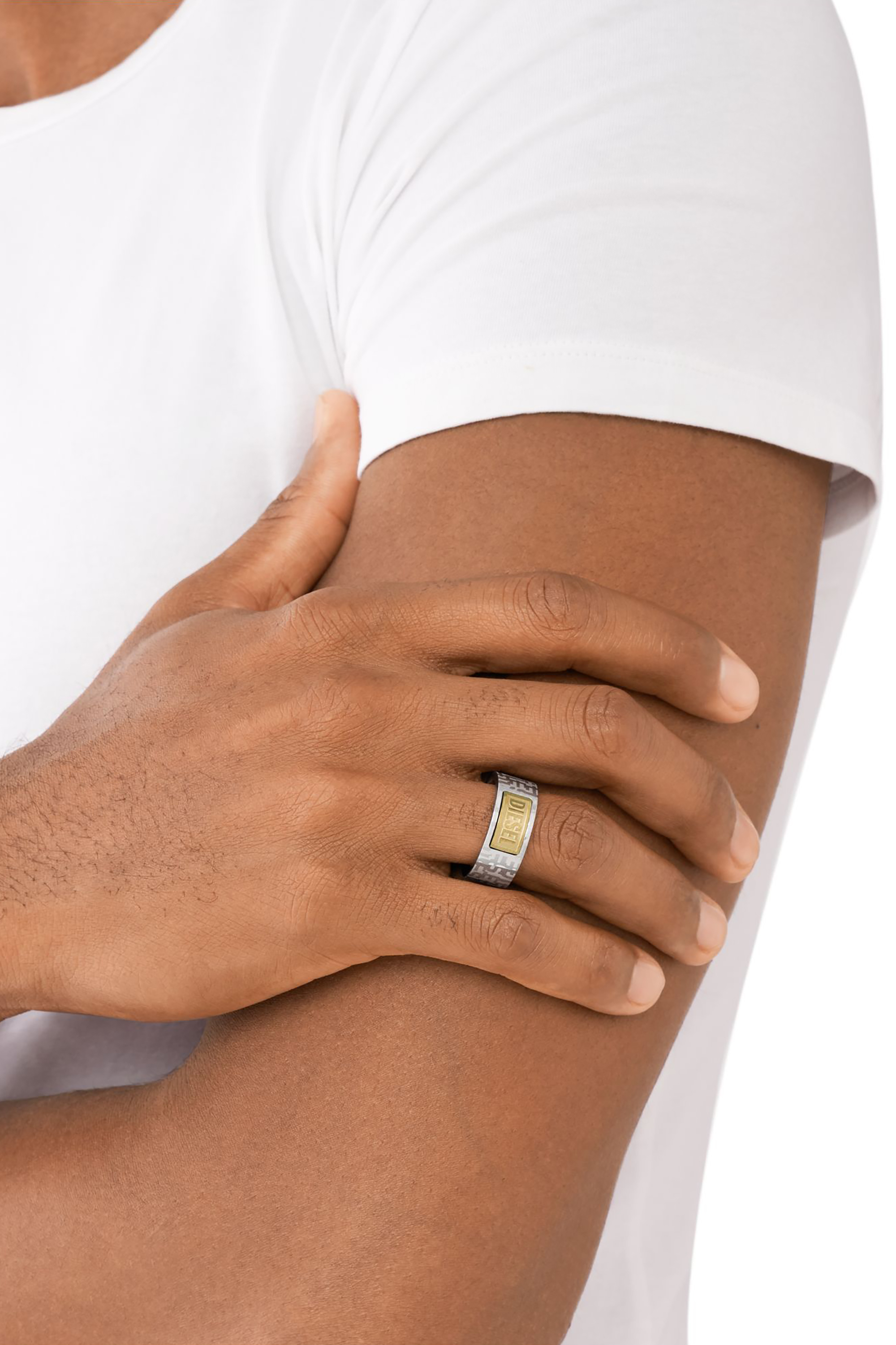 Diesel - DX1427, Unisex's Font Two-Tone Band Ring in Silver - 3