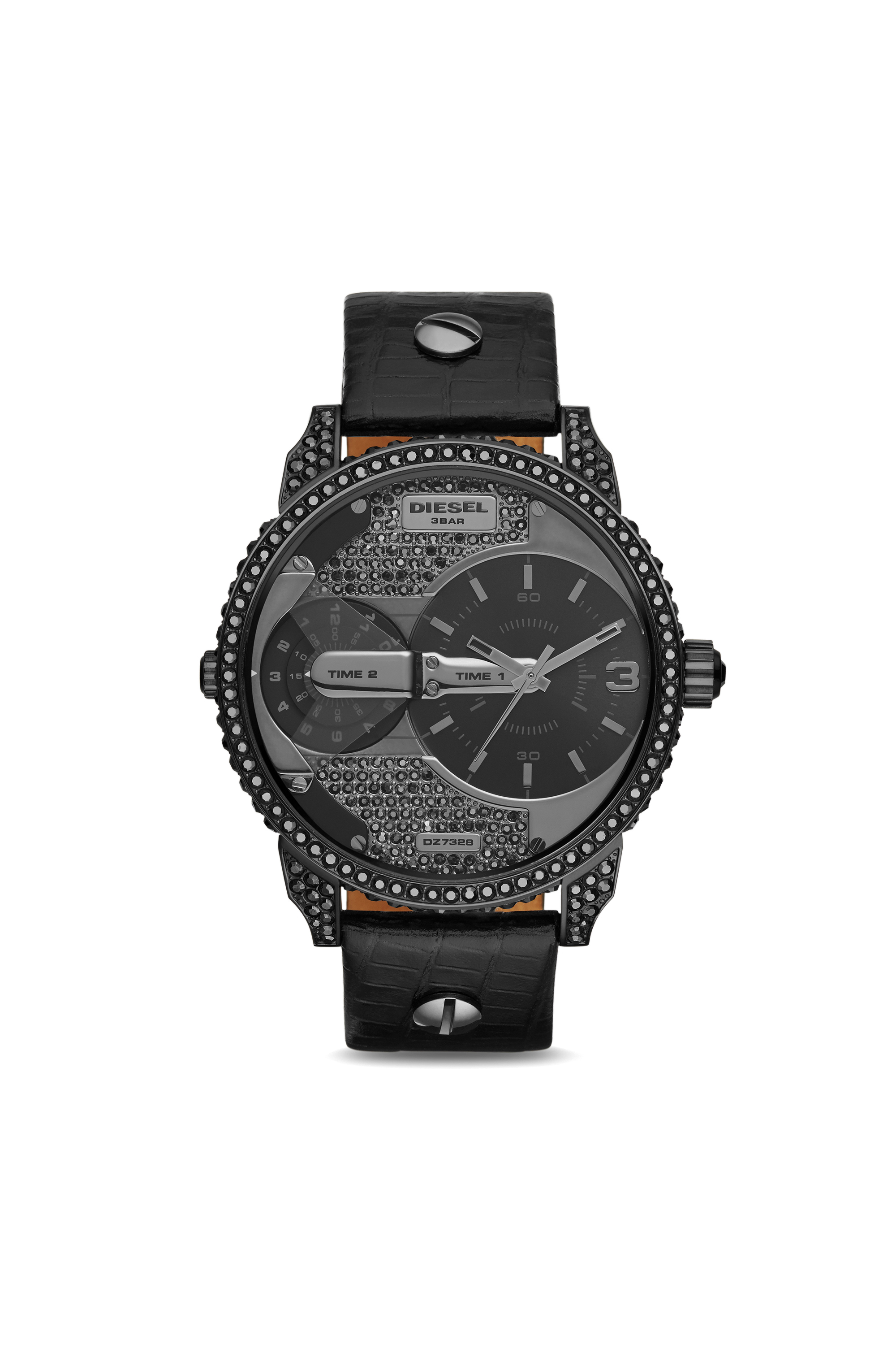Diesel - DZ7328 MINI DADDY, Unisex's Mini Daddy 2.0 chronograph black leather watch in Black - 1