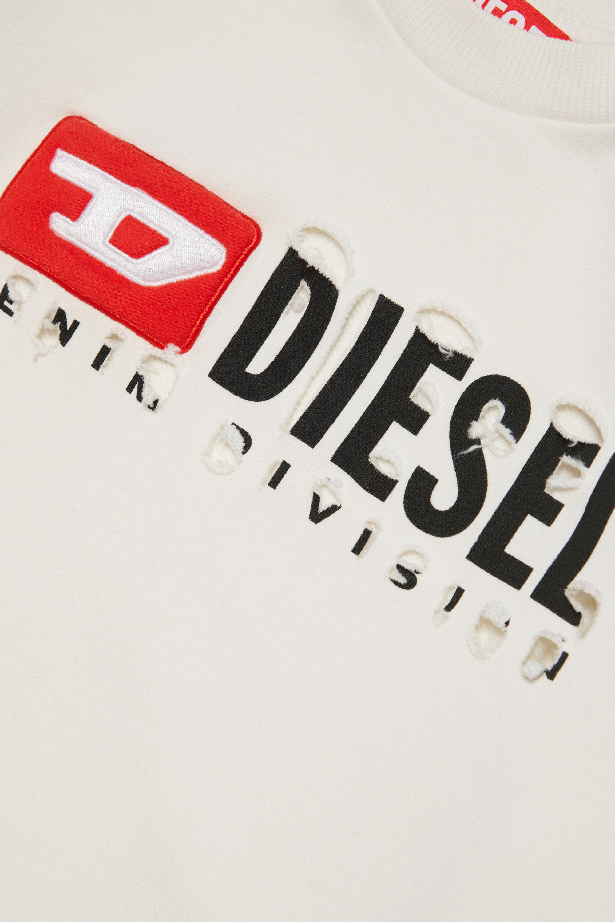 Diesel - SMACSDIVSTROYED, Man's Sweatshirt with destroyed logo in White - 3