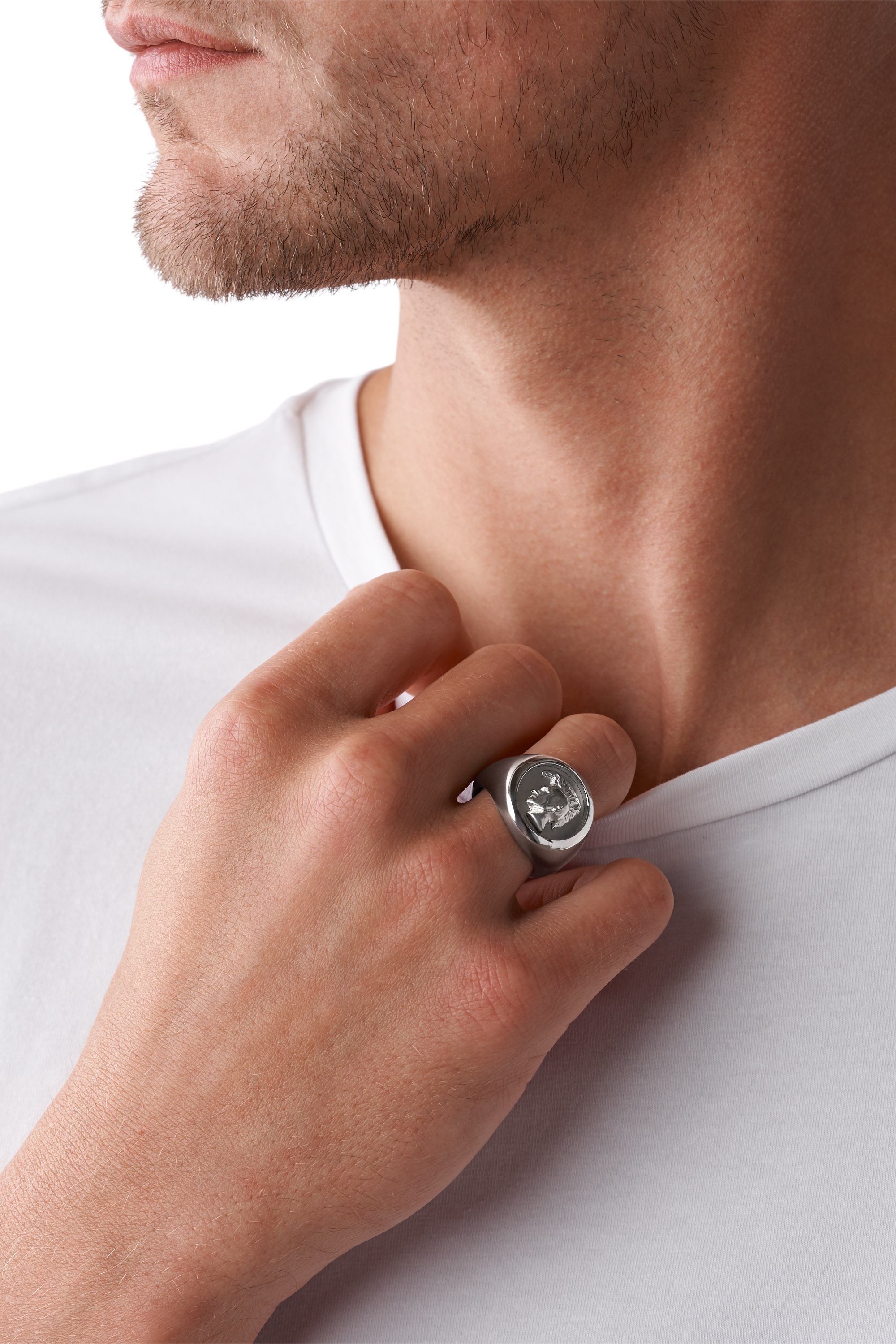 Diesel - DX1211, Man's Stainless Steel Icon Signet Ring in Silver - 2
