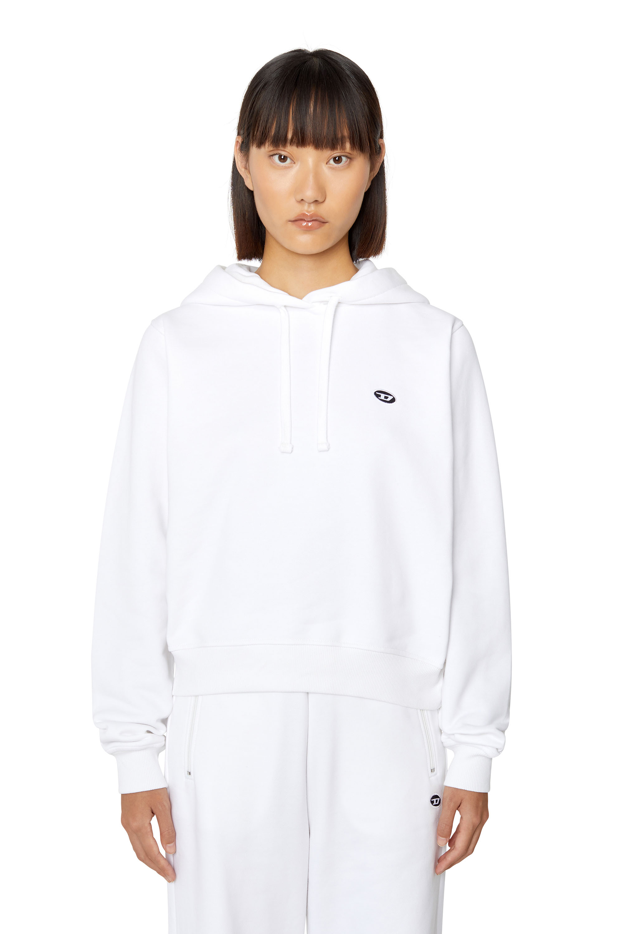 Diesel - F-REGGY-HOOD-DOVAL-PJ, Woman's Hoodie with logo patch in Off White - 1