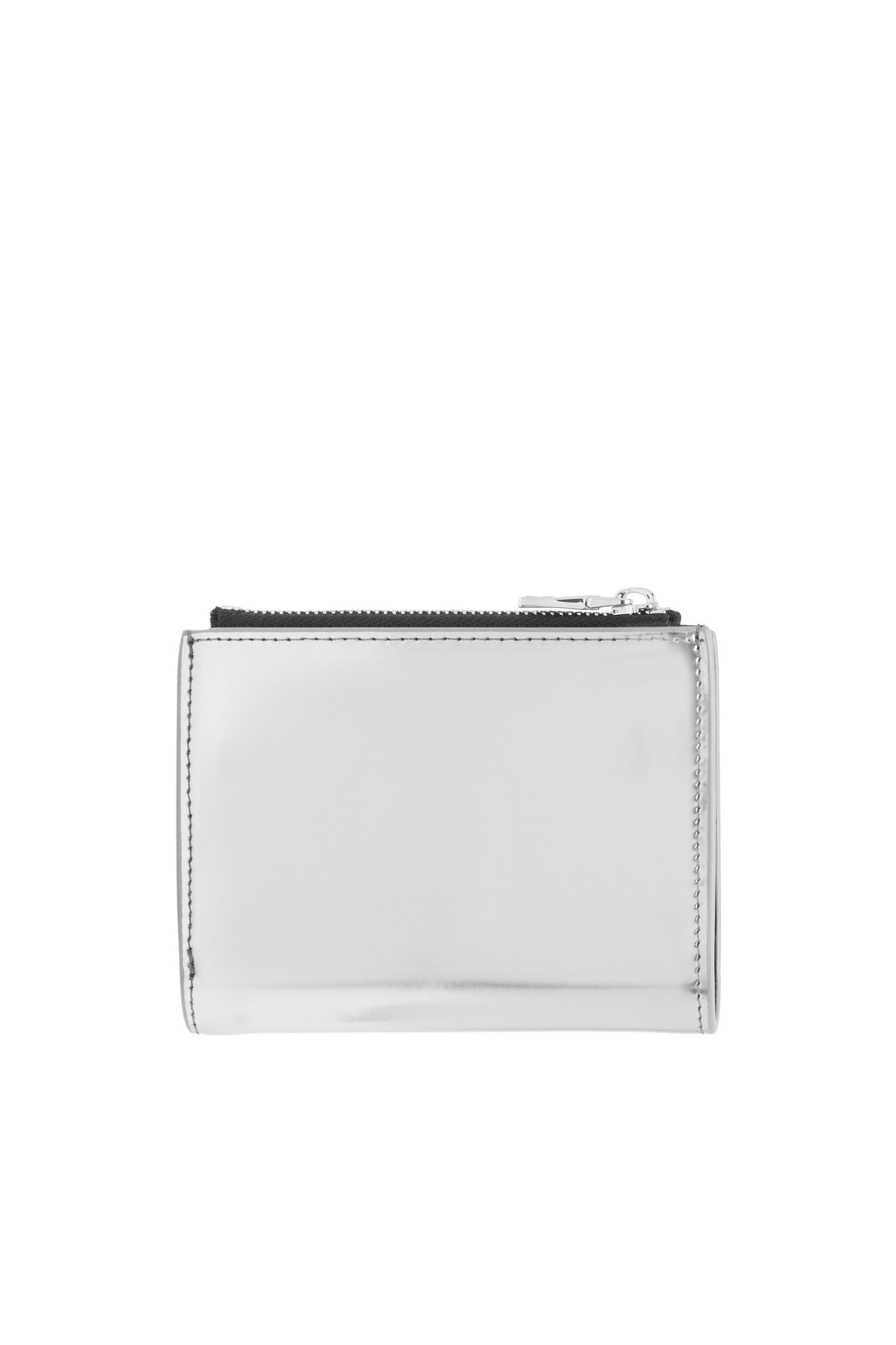 Diesel - BI-FOLD ZIP, Woman's Small wallet in metallic leather in Silver - 2