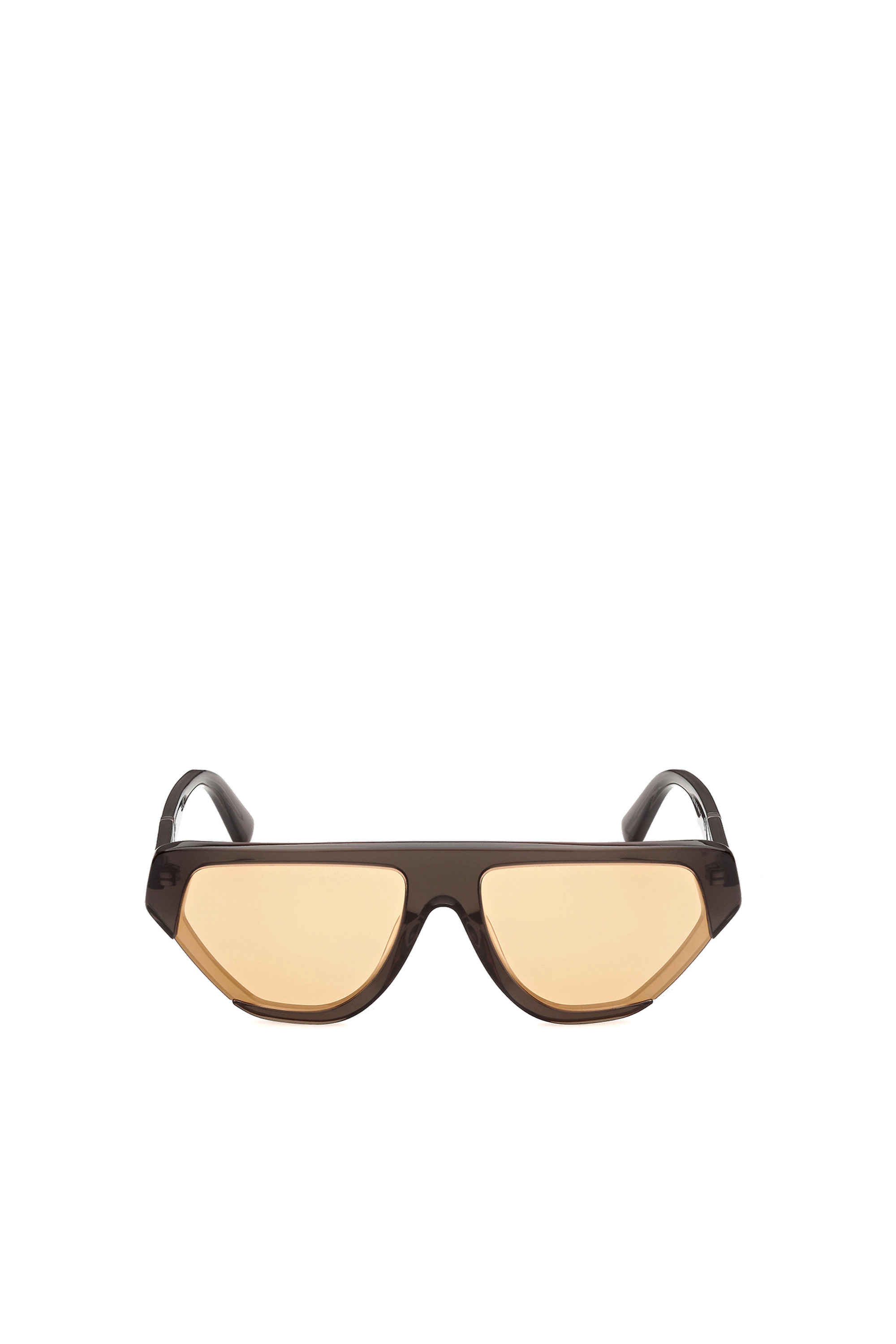 Diesel - DL0322, Unisex's Geometric pilot wrap around frame in acetate with extended lenses in Black/Orange - 2