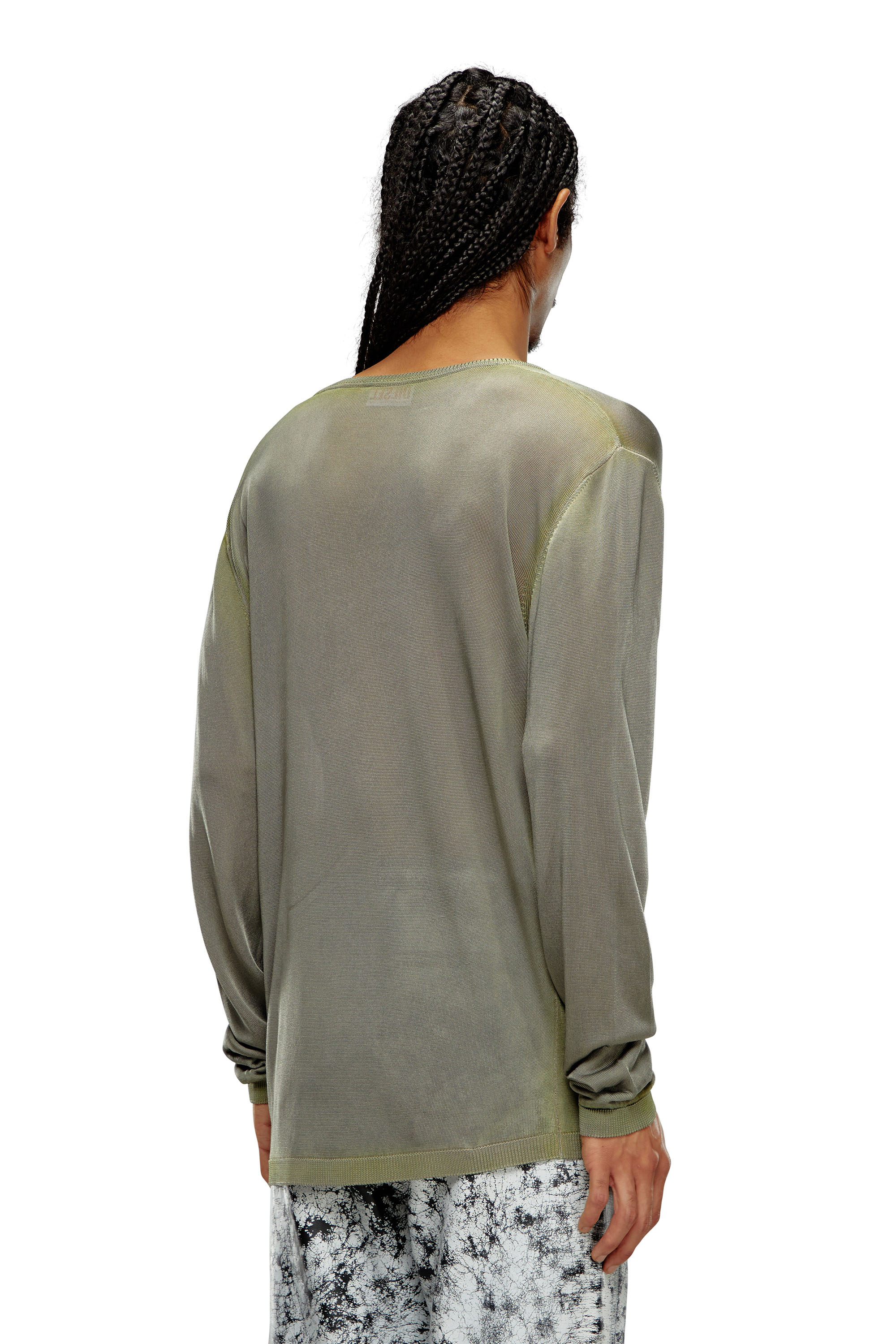 Diesel - K-MIRTO, Man's Dégradé V-neck jumper in Military Green - 4