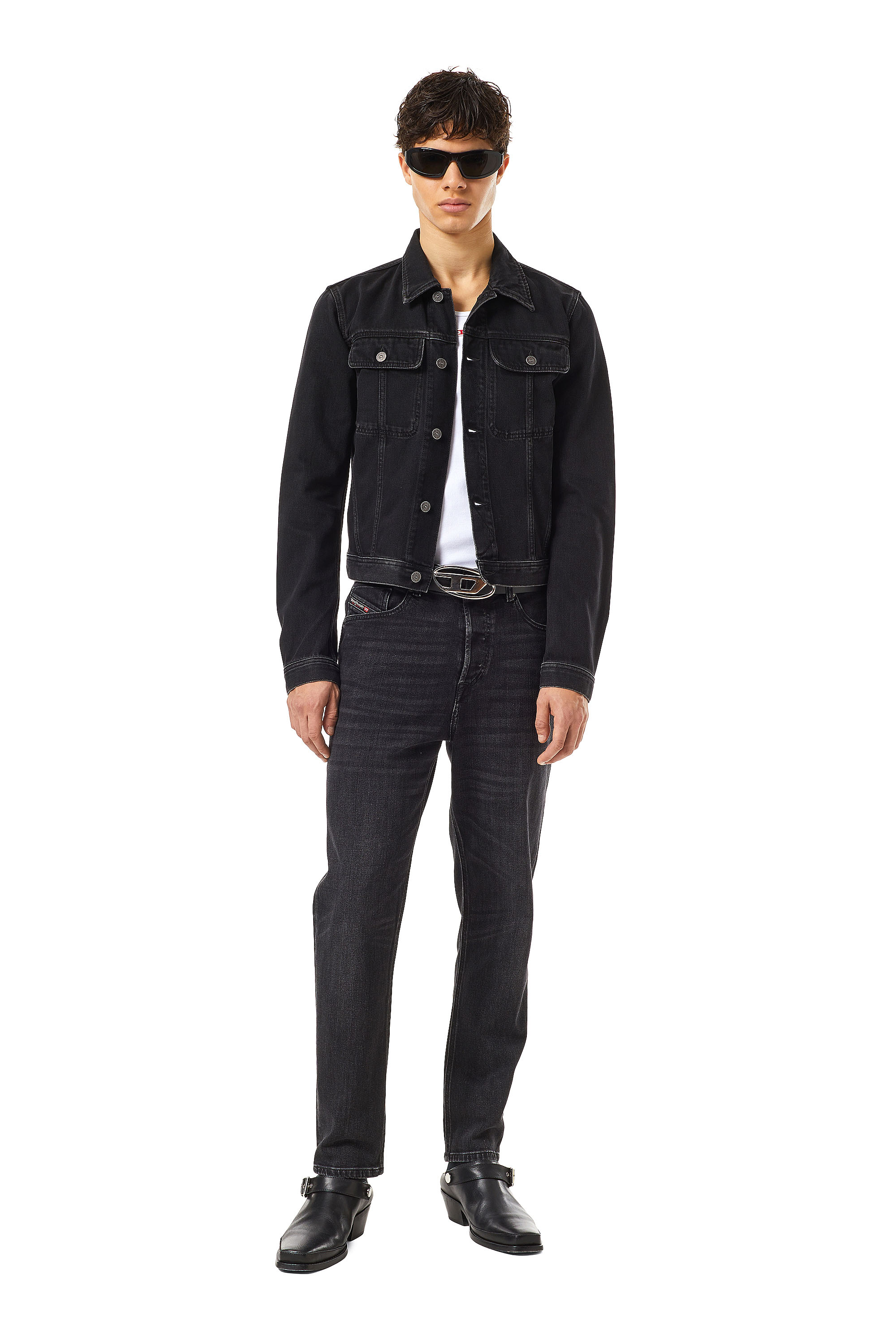 Diesel - D-MILO TRUCKER JACKET, Unisex's Slim-fit trucker jacket in Black/Dark grey - 4