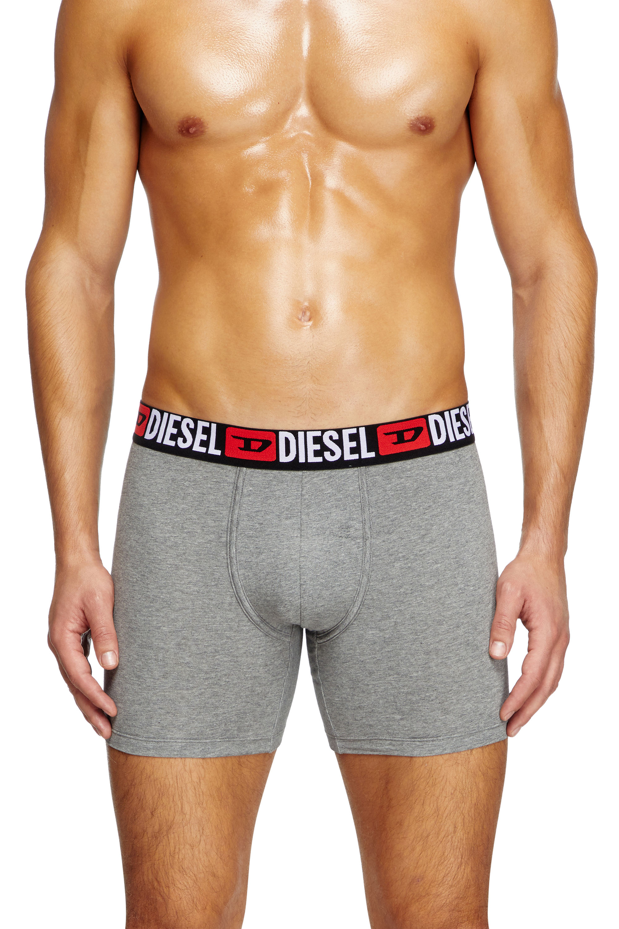 Diesel - MAX-D-CORE-3PACK, Man's Three-pack stretch cotton boxer briefs in Grey/Red - 2