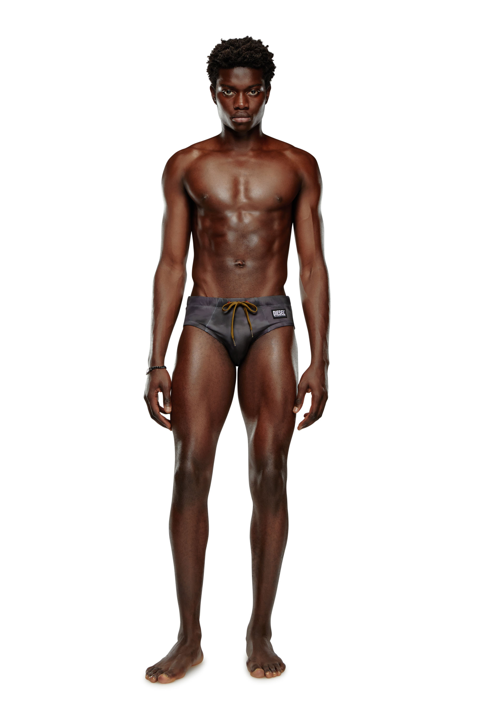 Diesel - BMBR-ALFIE, Man's Mottled swim briefs in Black - 1