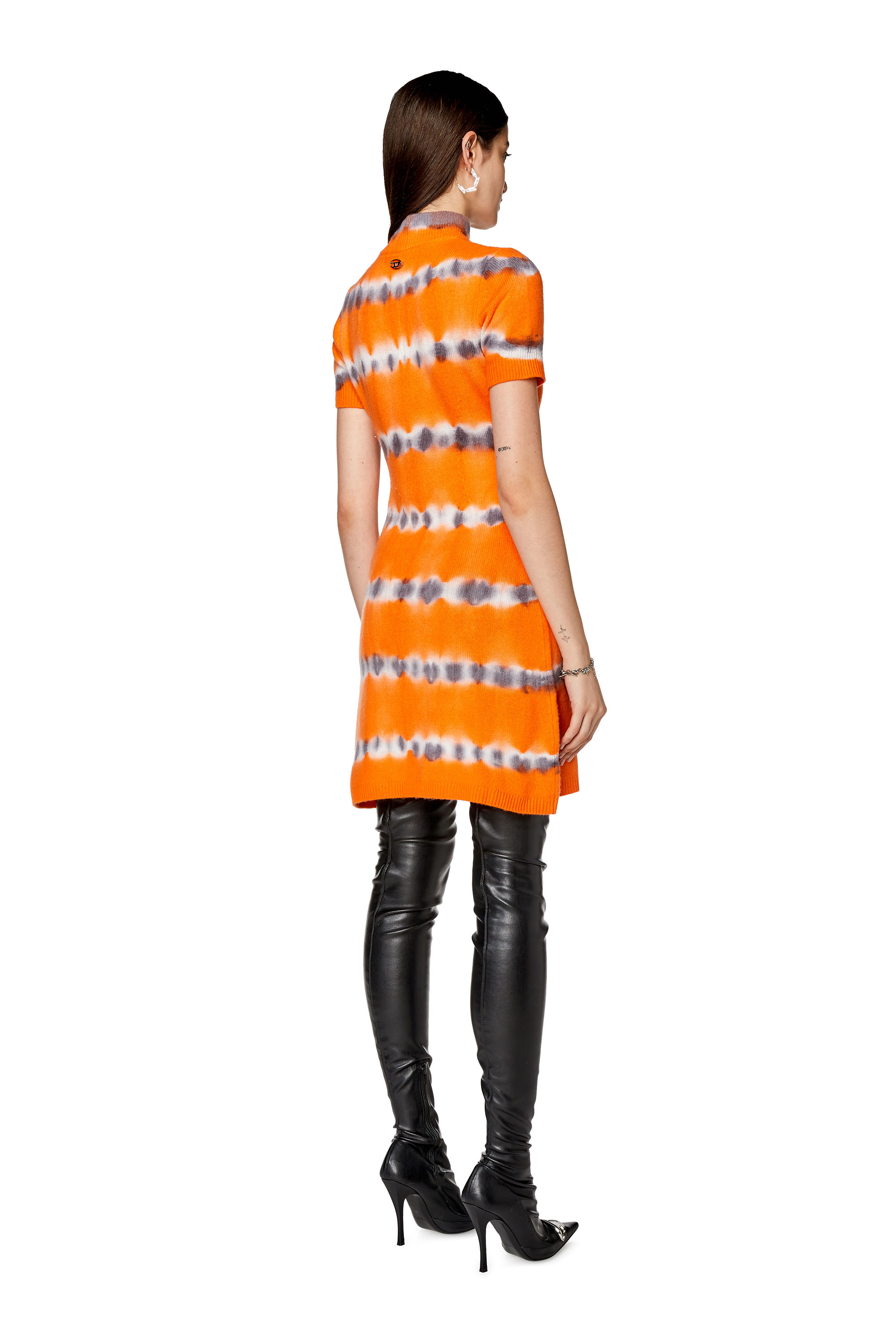 Diesel - M-ZAFORA, Woman's Dress in tie-dye wool jersey in Orange/Grey - 2