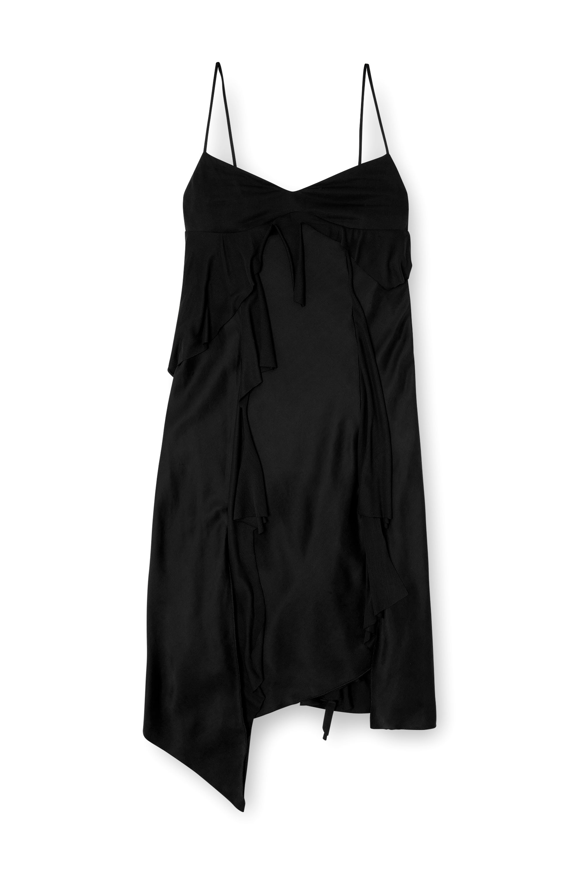 Diesel - D-ANCER, Woman's Satin dress with raw-cut flounces in Black - 3
