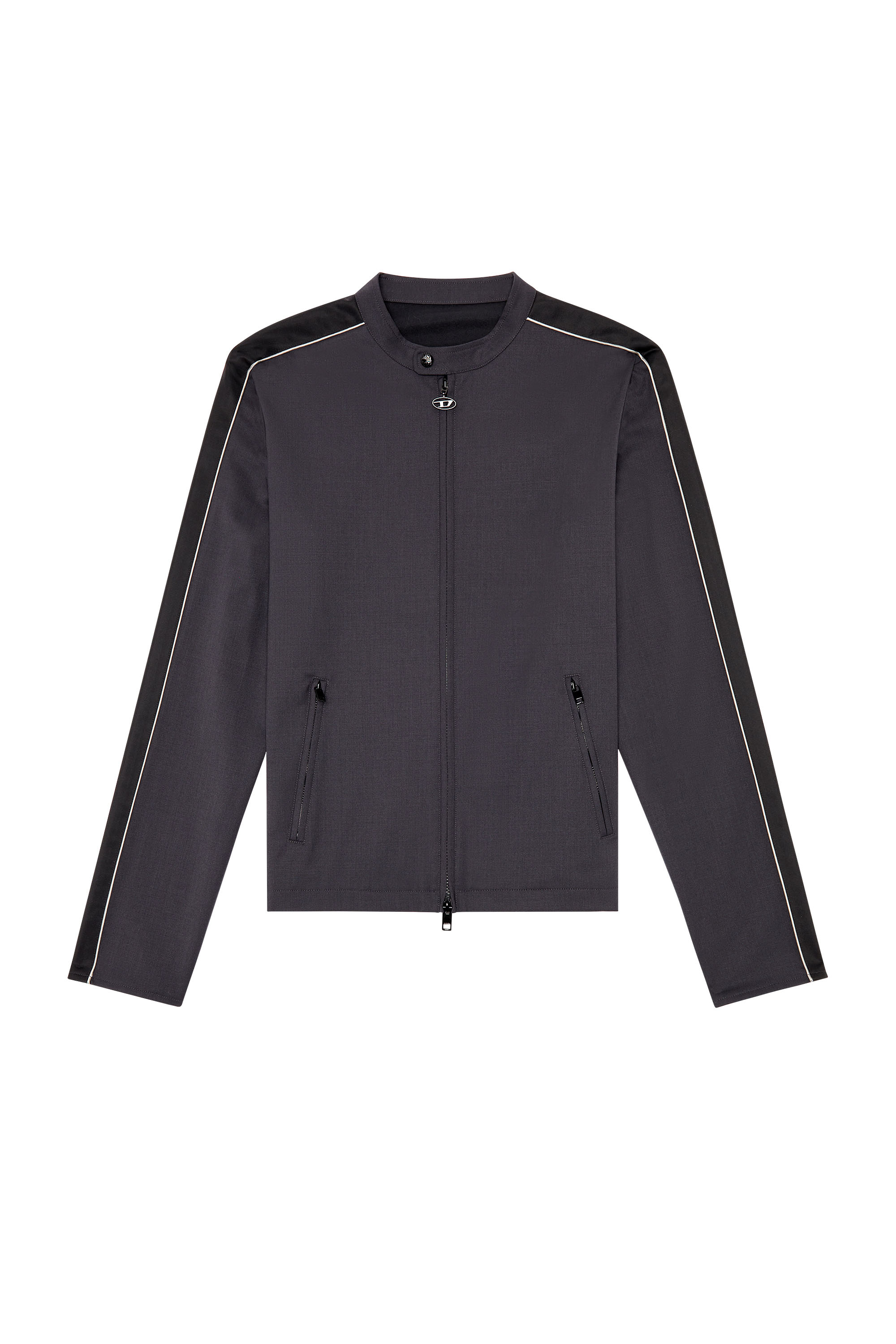 Diesel - J-DEVLIN, Man's Biker jacket in cool wool and tech jersey in Black/Grey - 3