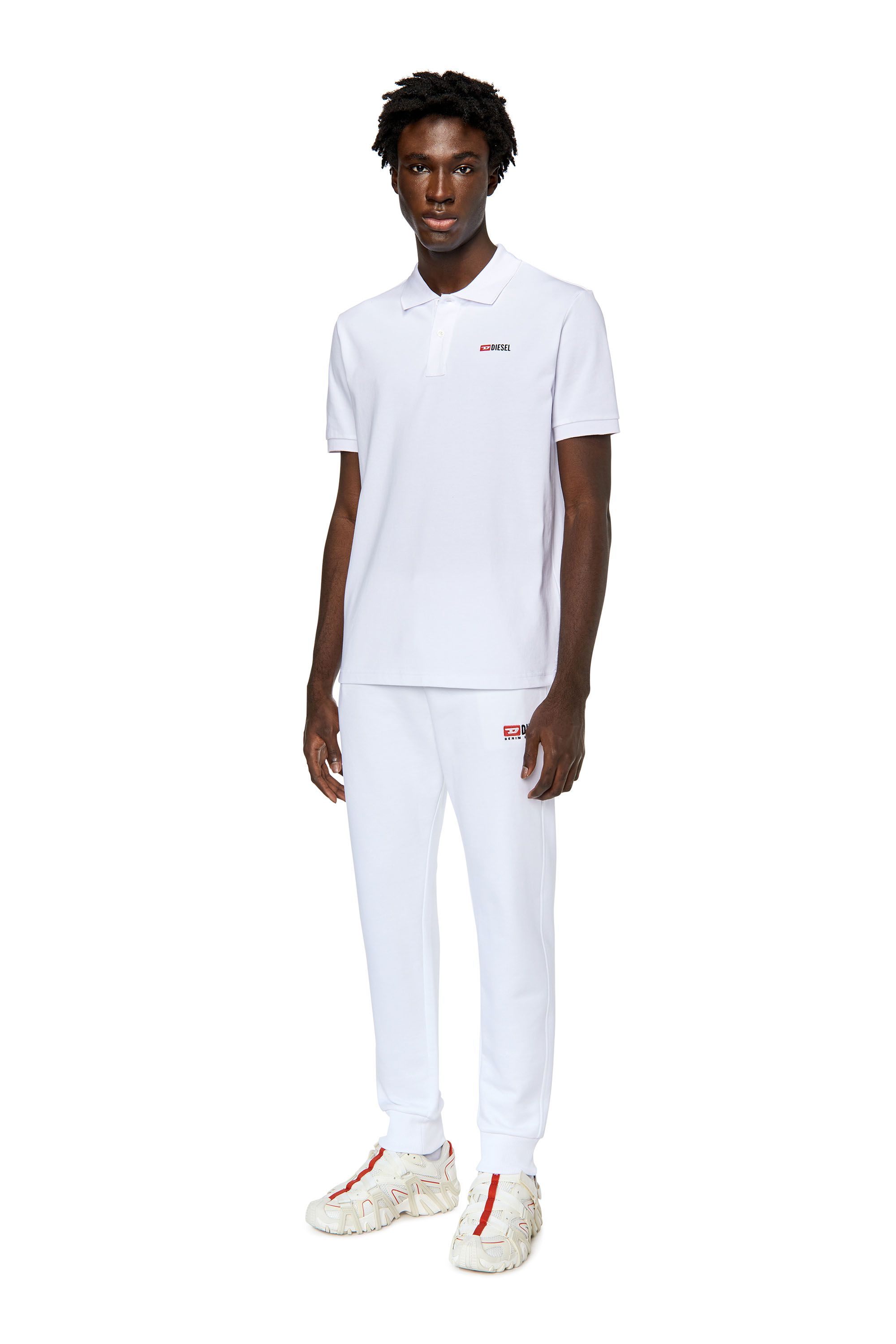 Diesel - T-SMITH-DIV, Man's Polo shirt with high-density logo print in White - 2