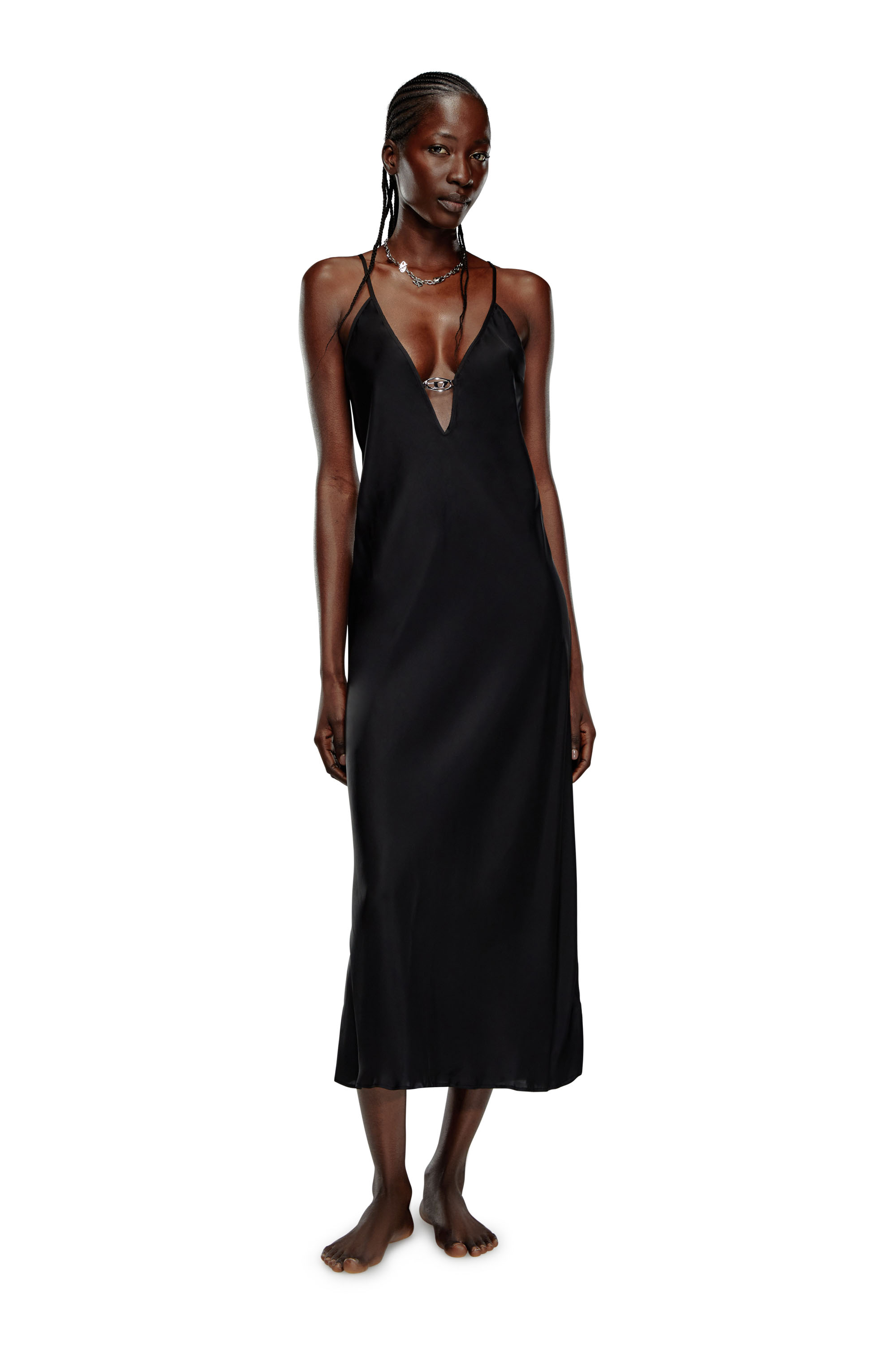 Diesel - UFPT-MAYRA-D-LONG, Woman's Nightdress with metal Oval D in Black - 1