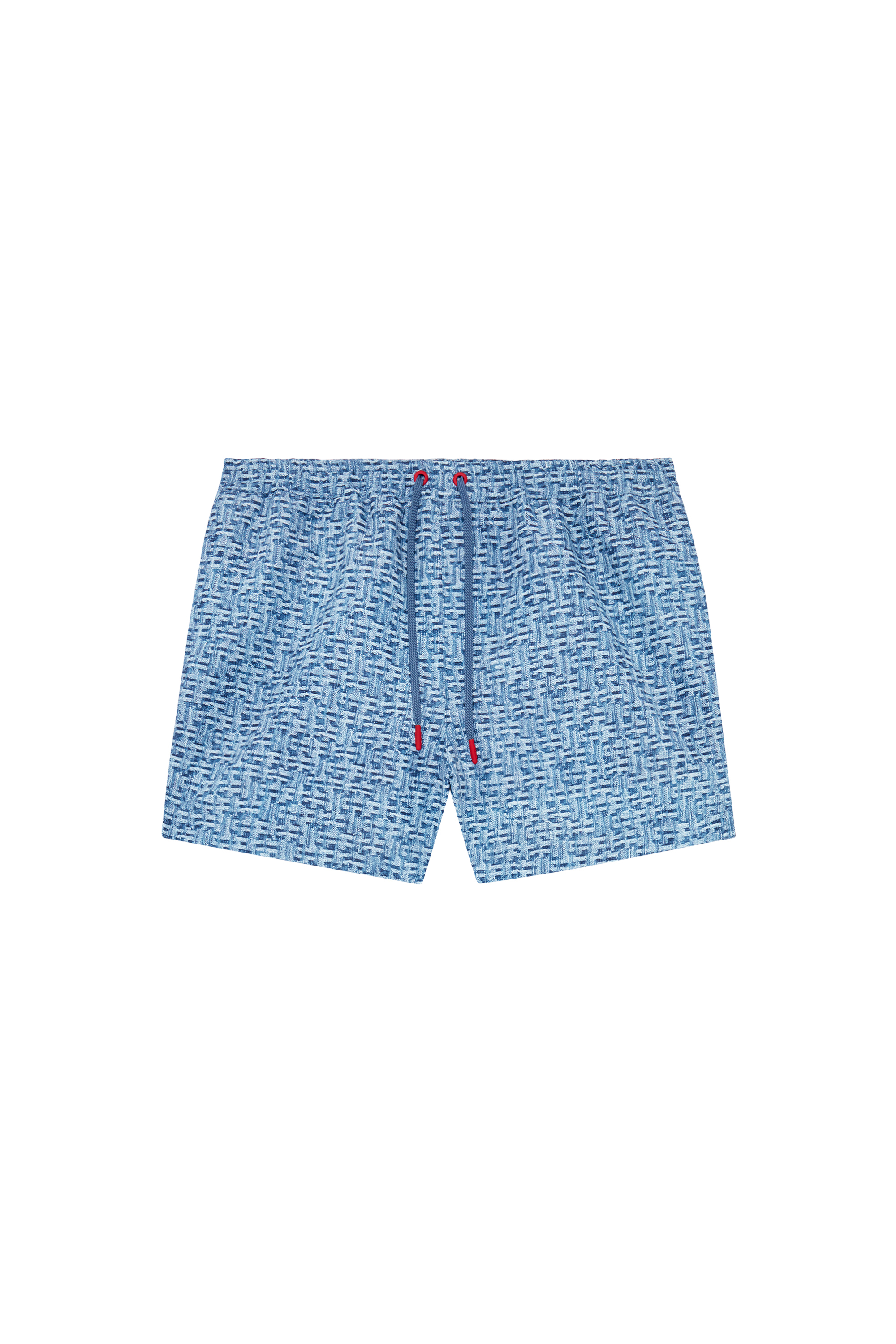 Diesel - BMBX-KEN-37-ZIP, Man's Mid-length swim shorts with denim print in Blue - 4