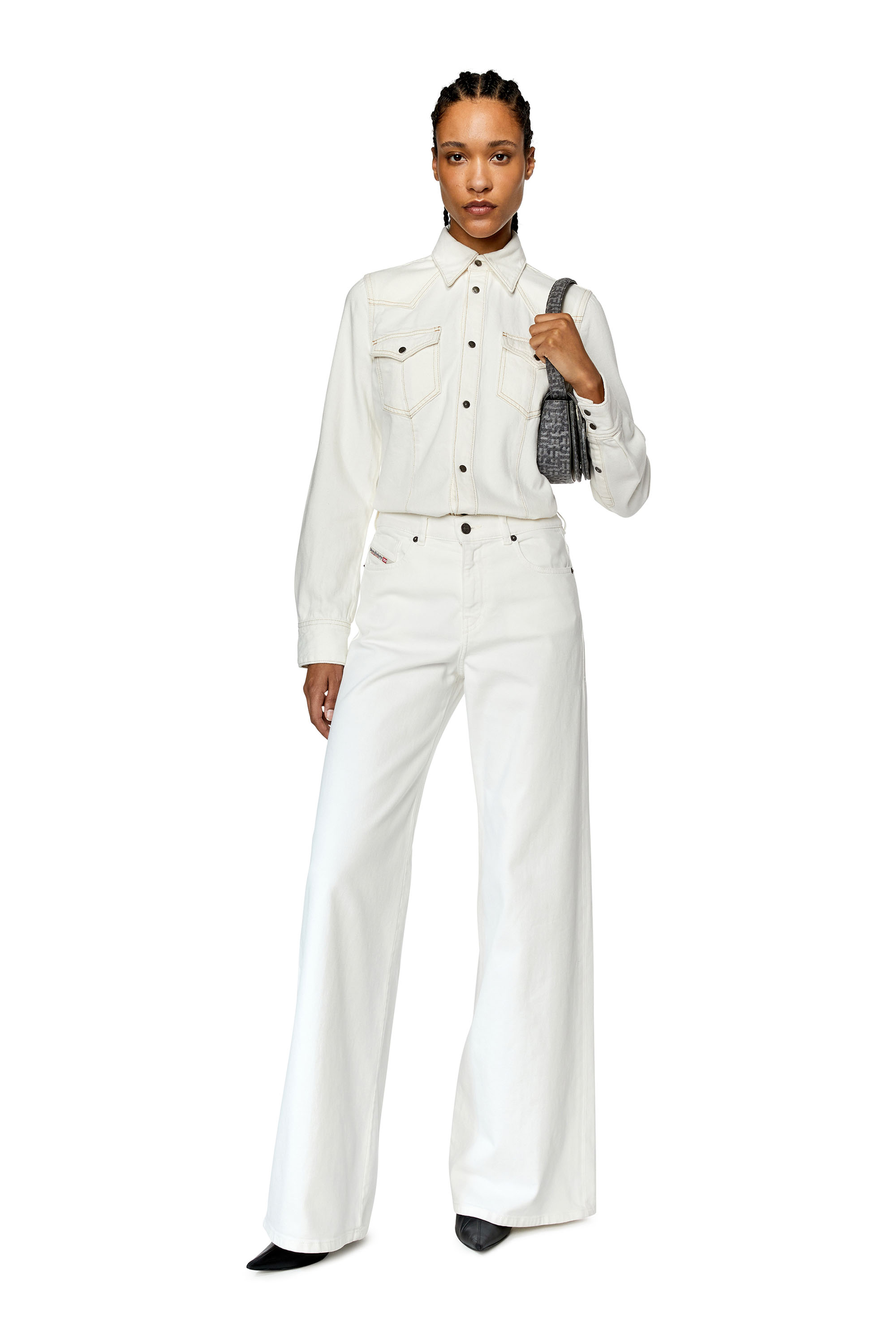 Diesel - DE-WAVES, Woman's Western shirt in denim in White - 2