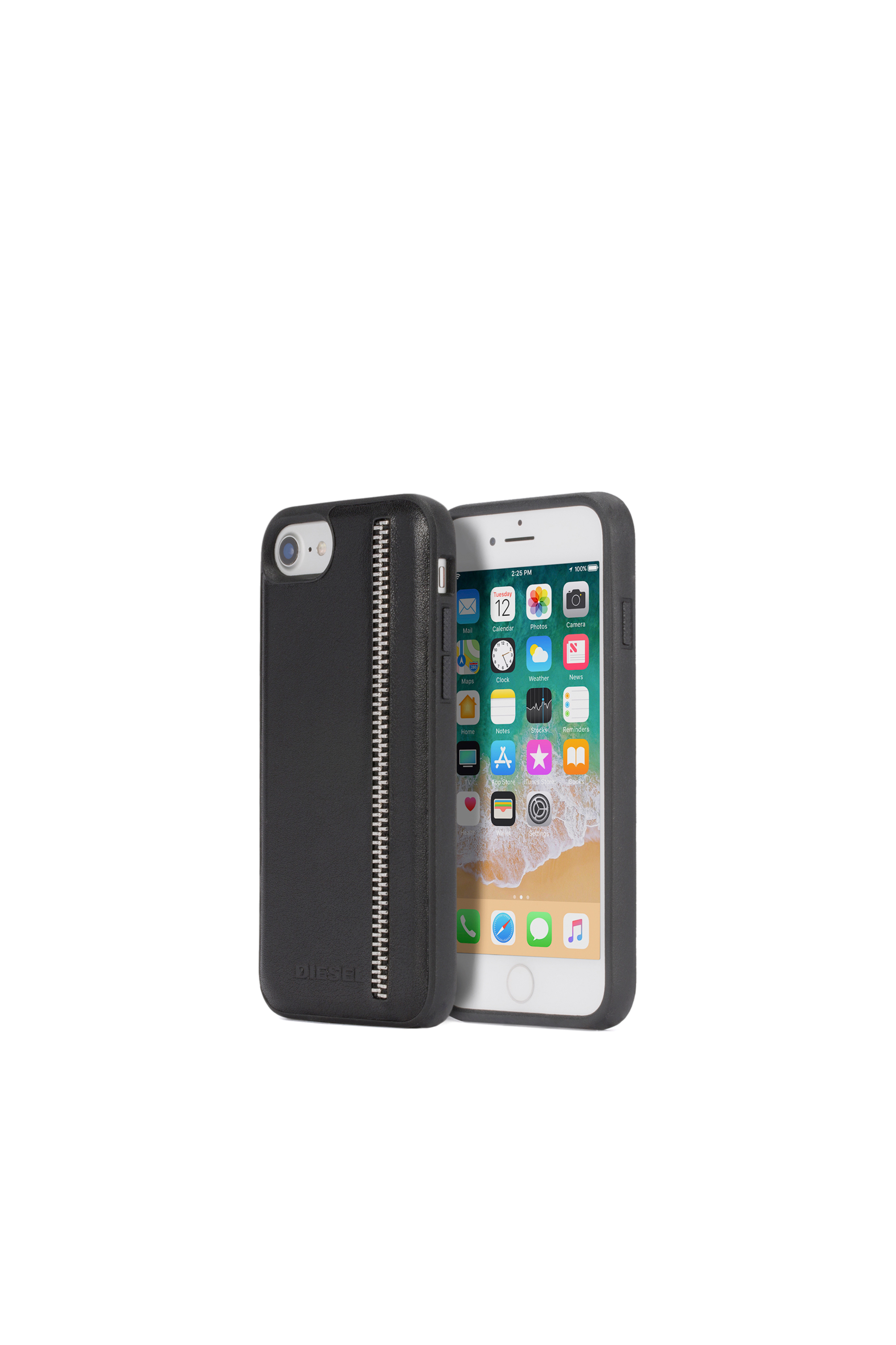 Diesel - ZIP BLACK LEATHER IPHONE 8/7/6s/6 CASE, Unisex's Zip black leather case, iPhone 8/7/6s/6 in Black - 1