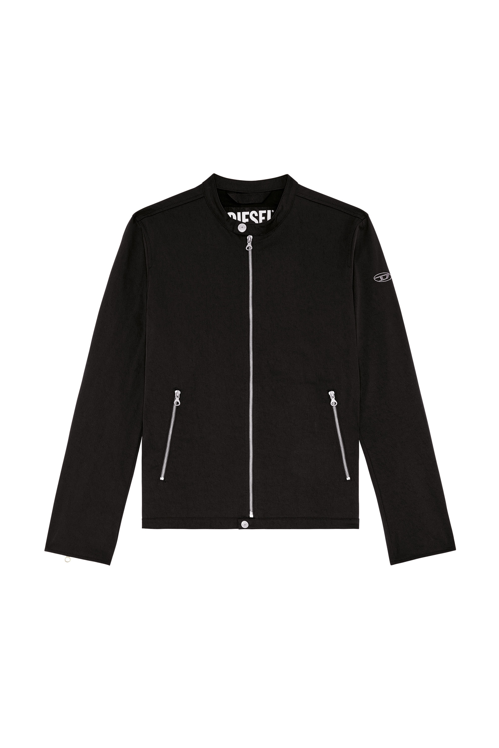 Diesel - J-GLORY-NW, Man's Biker jacket in cotton-touch nylon in Black - 3