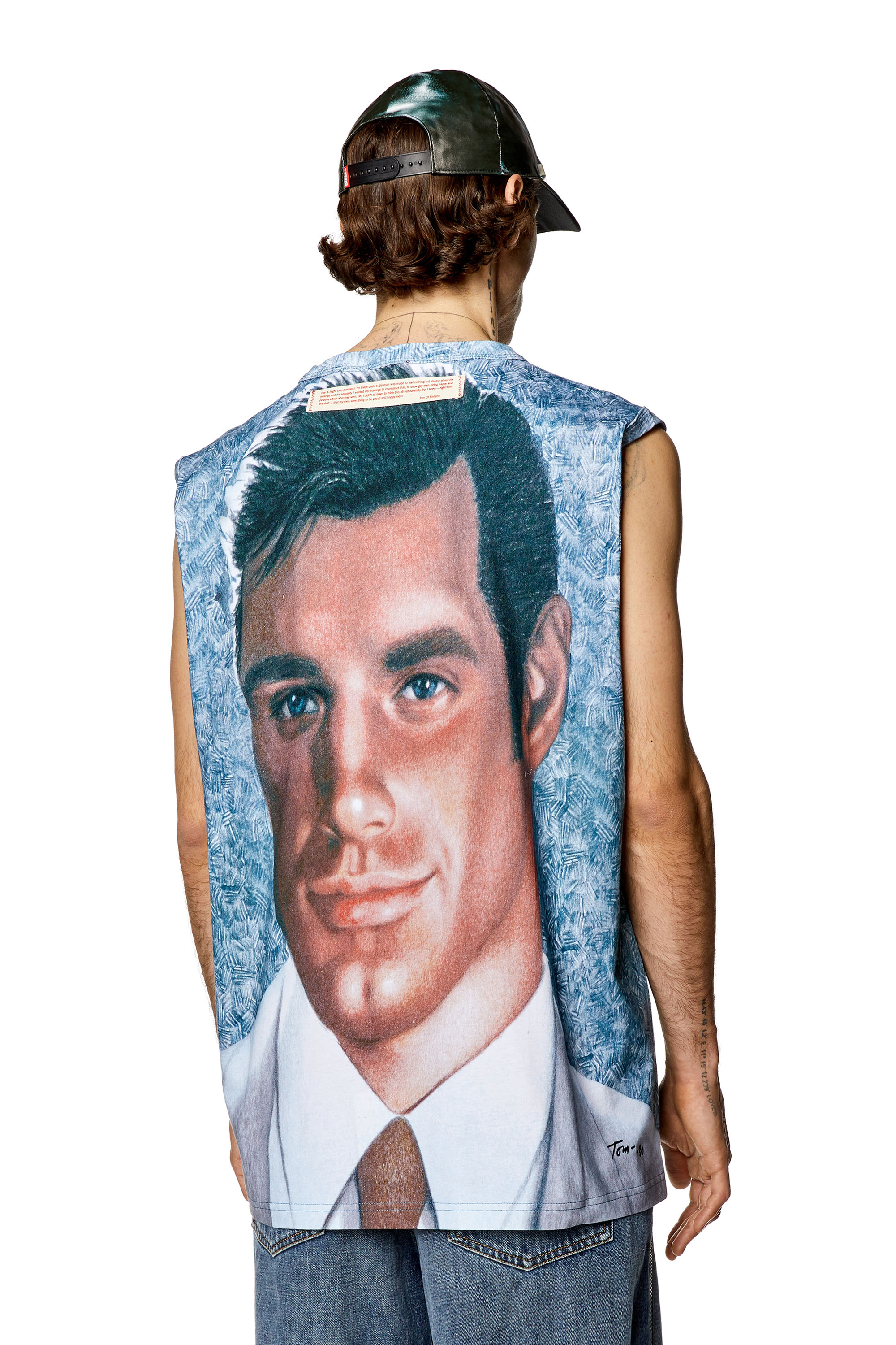 Diesel - PR-T-BISCO-LONGER, Unisex's Loose-fit muscle tee with all-over print in Blue - 4