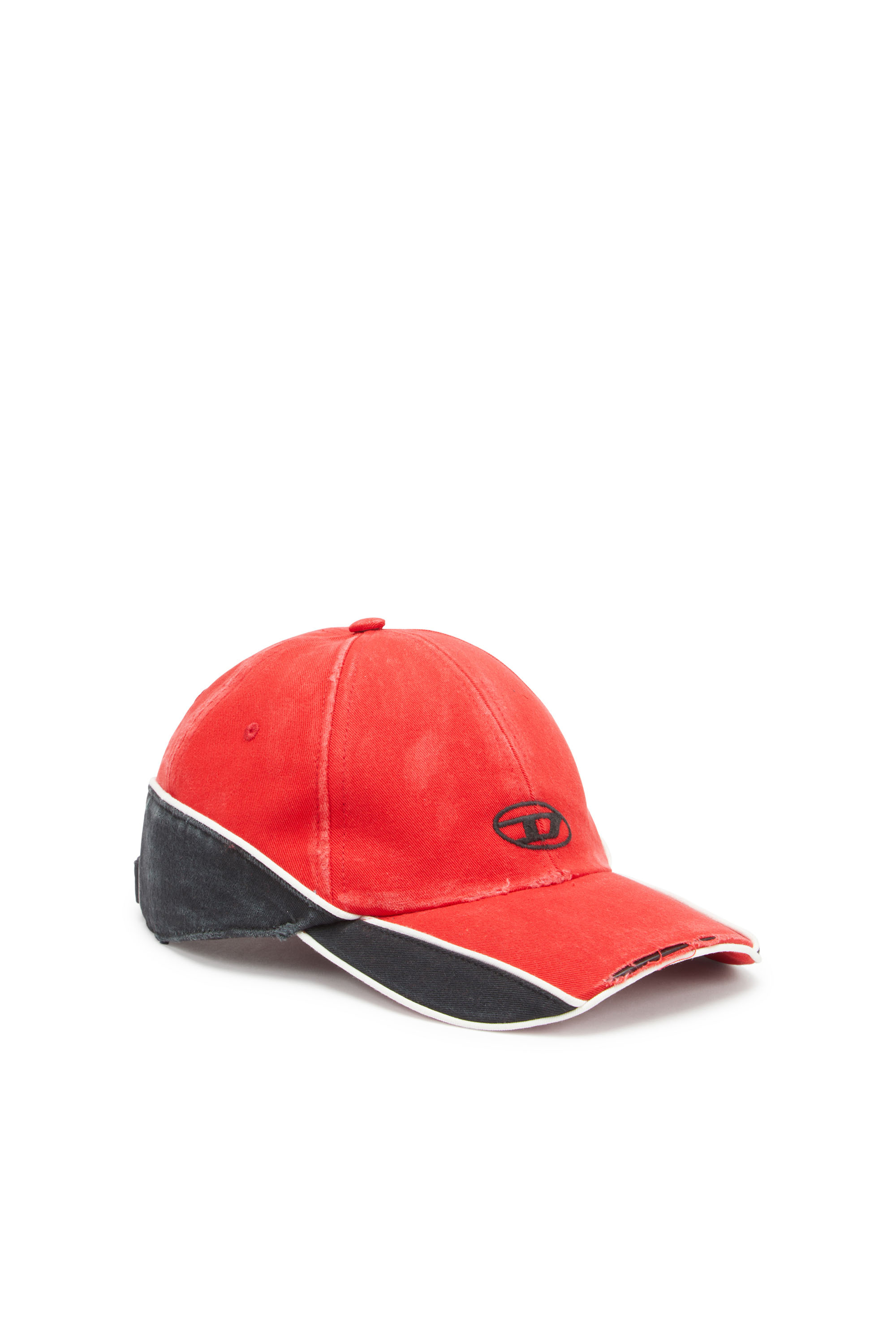 Diesel - C-DALE, Man's Distressed colour-block baseball cap in Red - 1