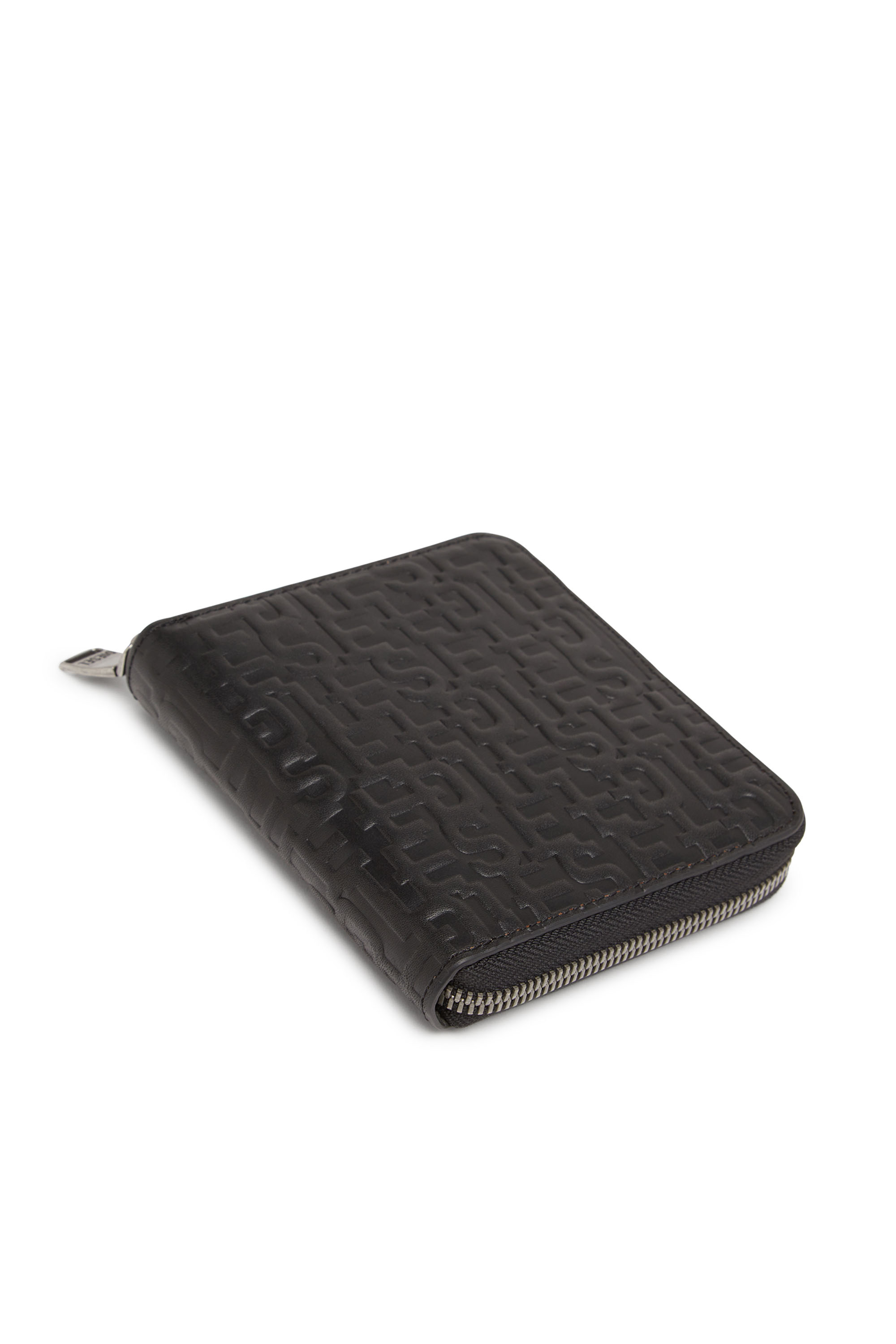 Diesel - BI-FOLD COIN ZIP M, Man's Zip wallet in monogram leather in Black - 4