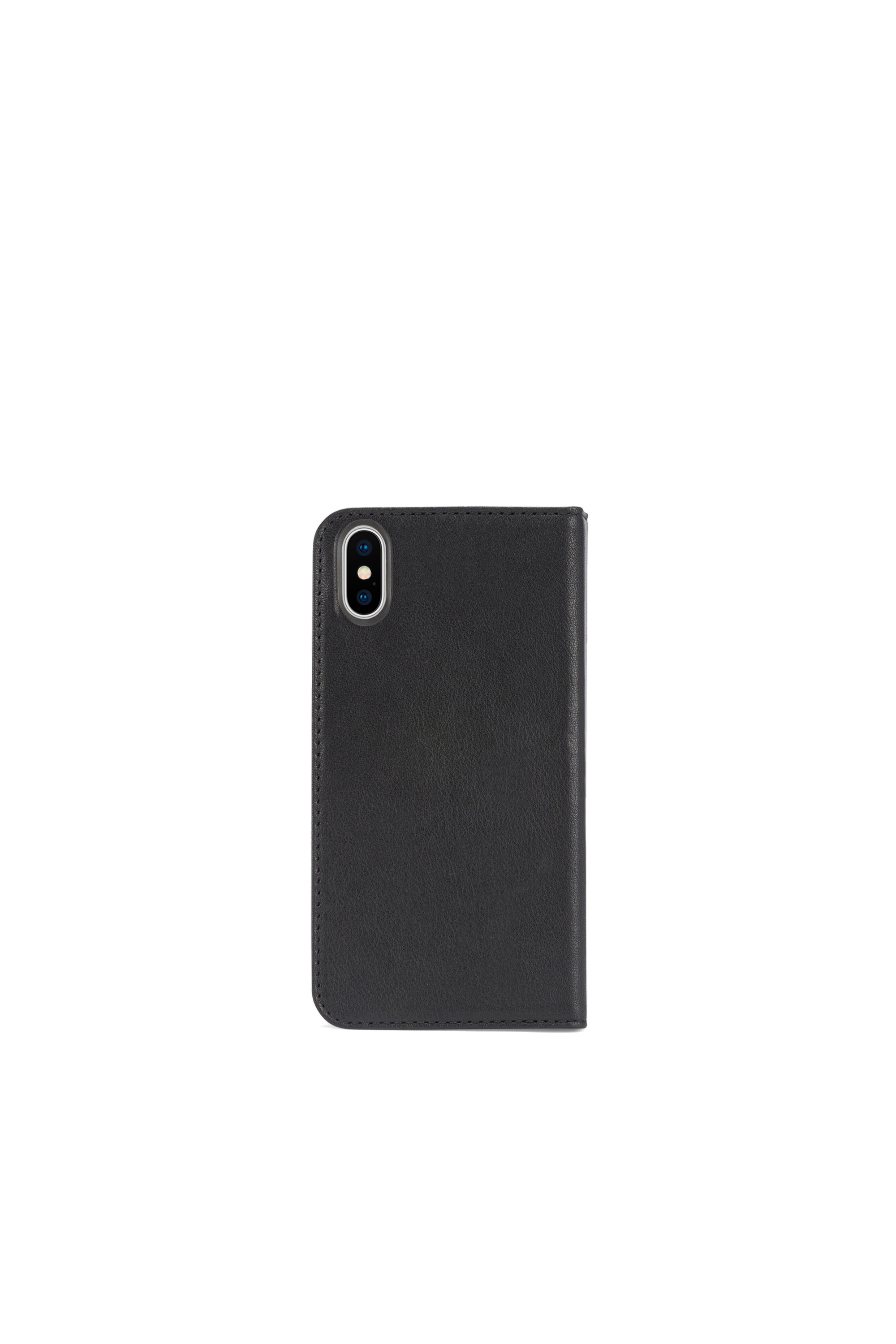 Diesel - BLACK DENIM/STUD/ZIPPER IPHONE X FOLIO, Unisex's Black denim folio with details, iPhone X in Black - 2