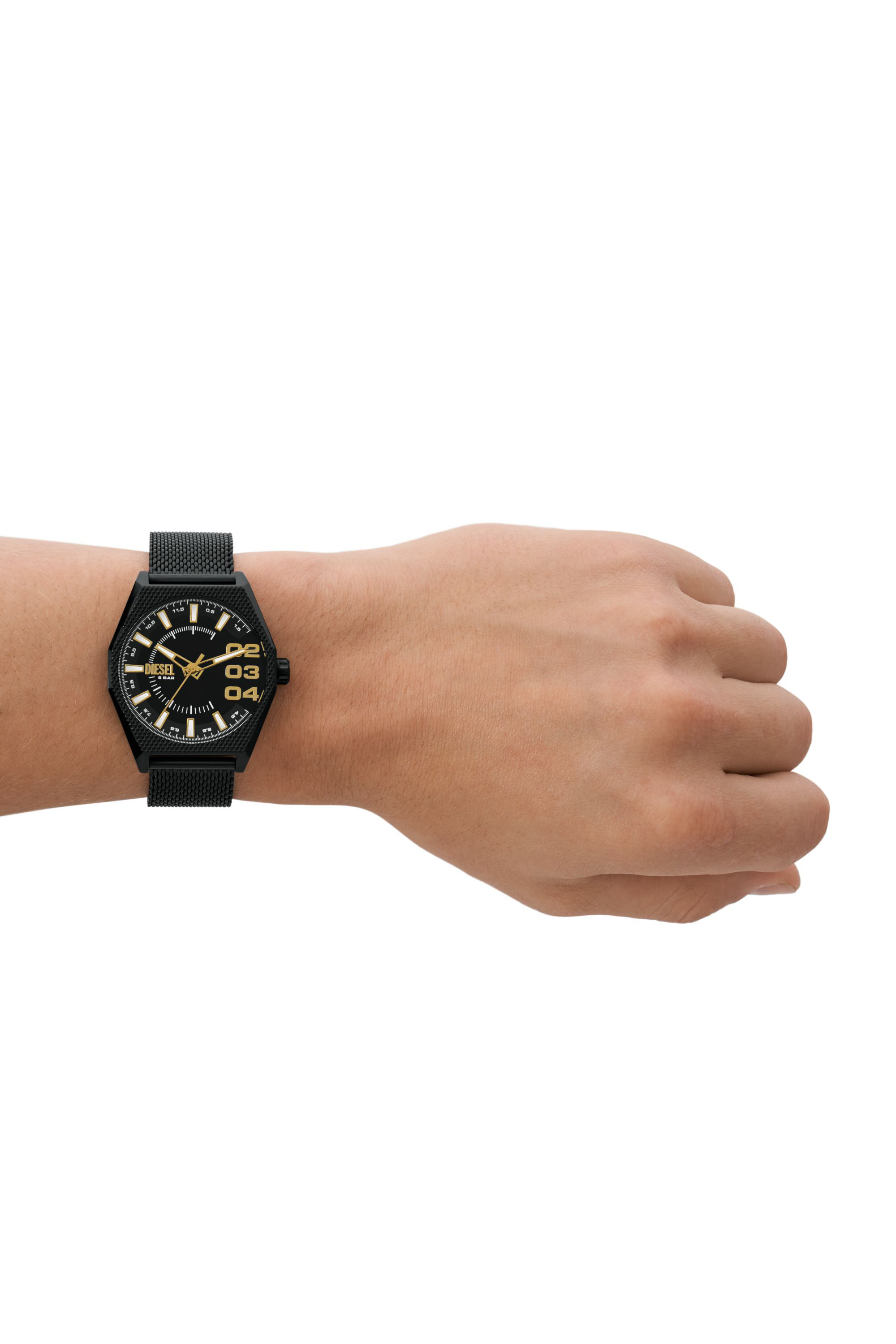 Diesel - DZ2194, Man's Scraper three-hand black stainless steel watch in Black - 4