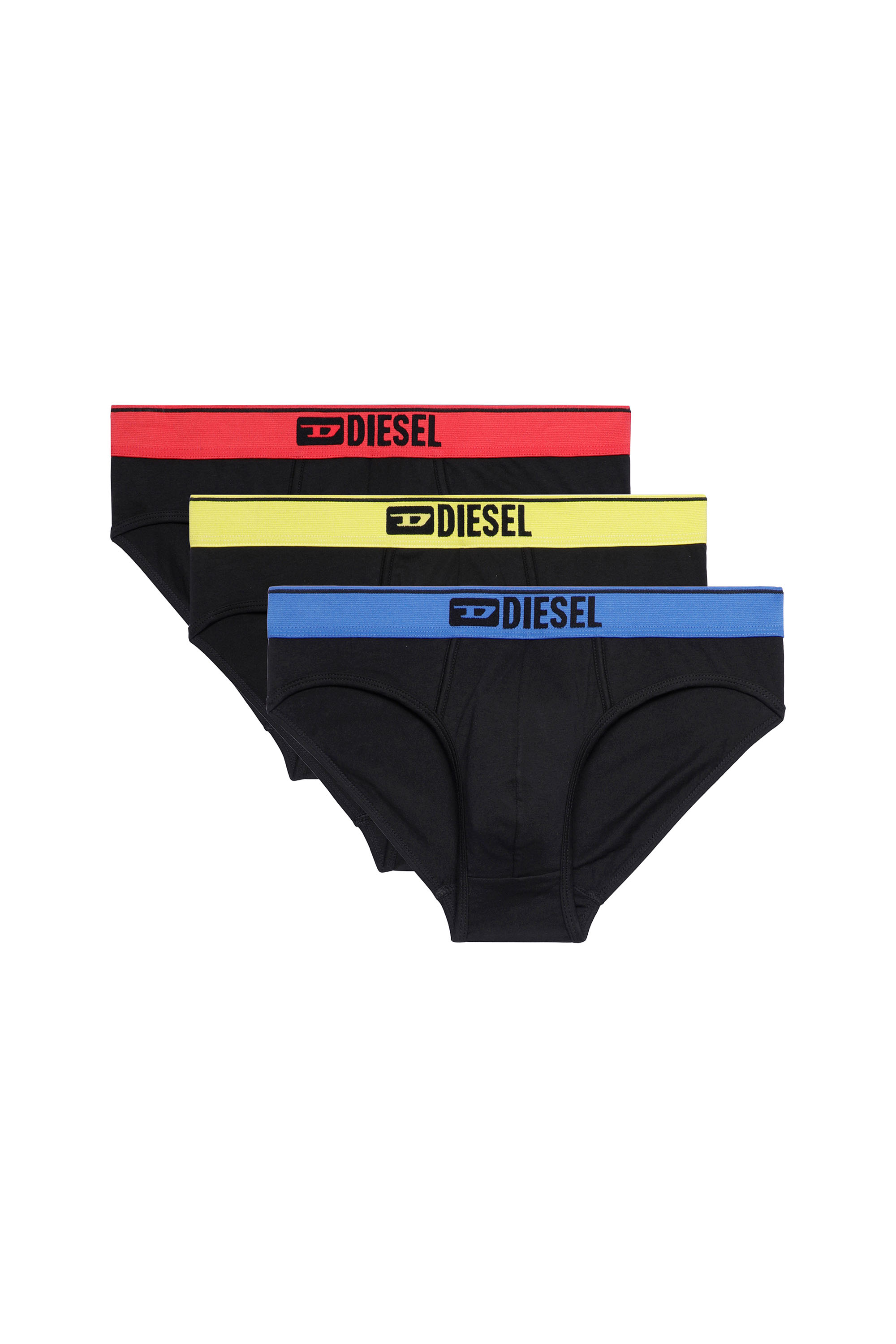 Diesel - UMBR-ANDRETHREEPACK, Man's Three-pack of briefs with coloured waist in Black - 2