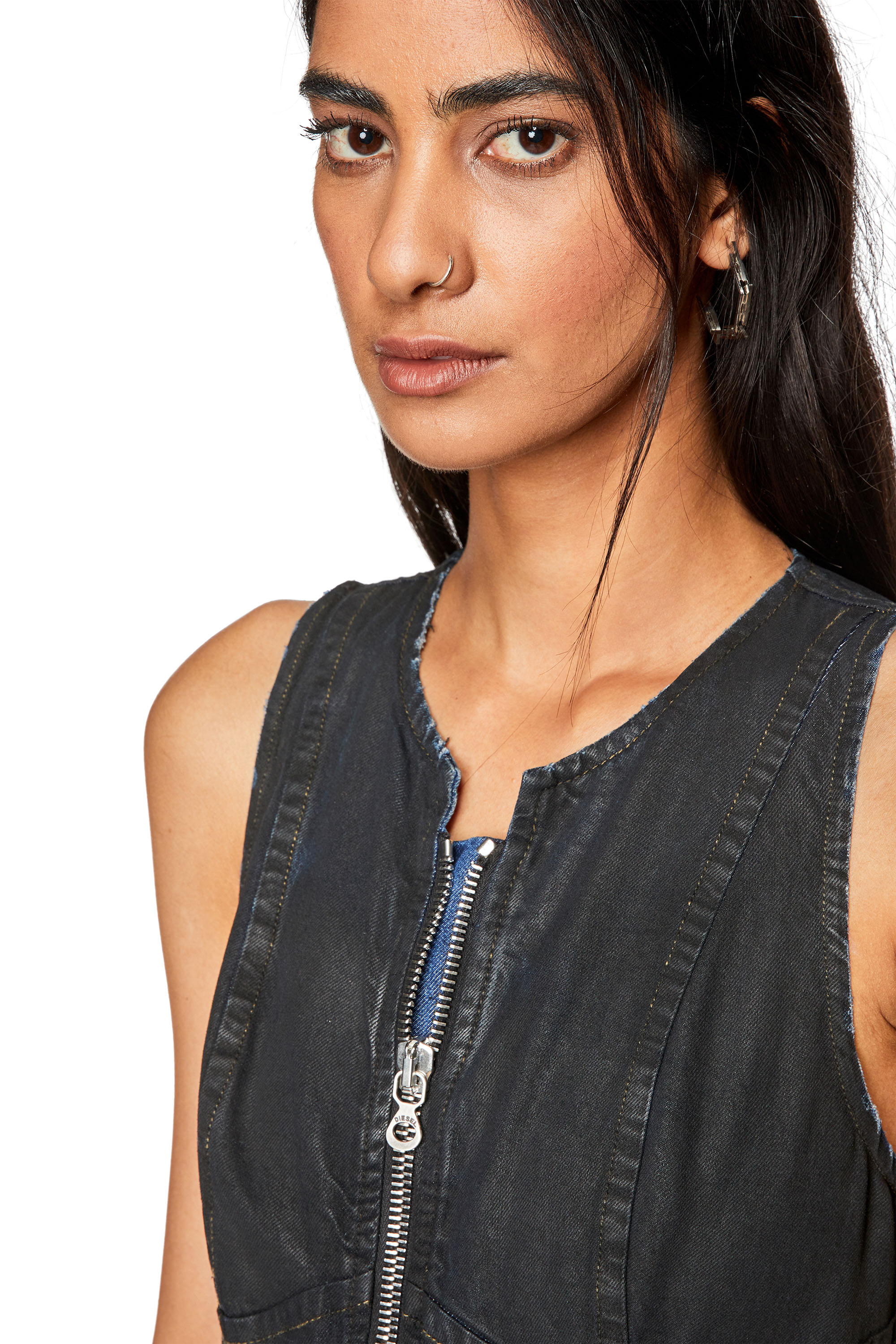 Diesel - DE-LU-S, Woman's Maxi dress in TENCEL denim in Black - 4
