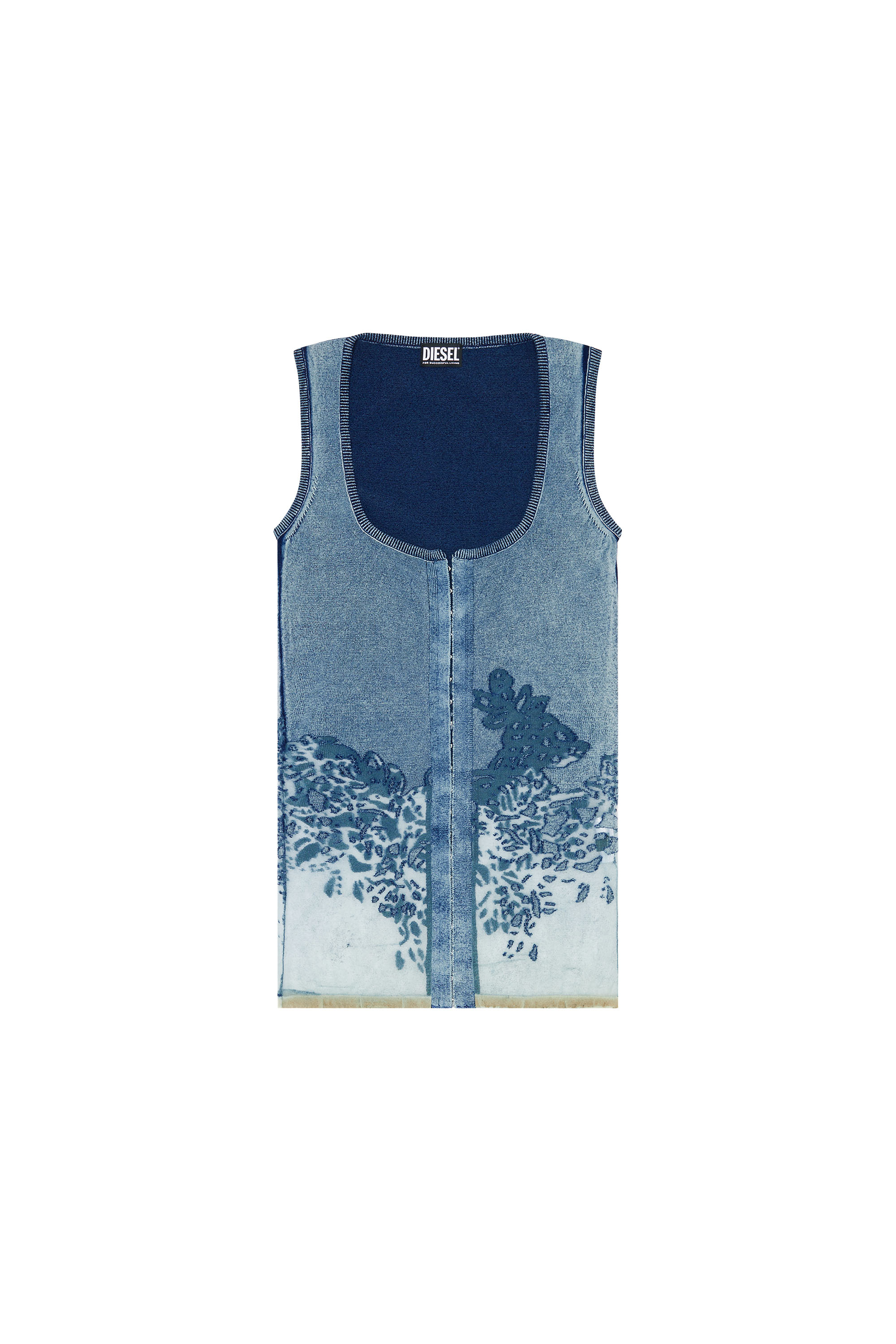 Diesel - M-ANDIA, Woman's Sleeveless cardigan with burnout pattern in Blue - 3