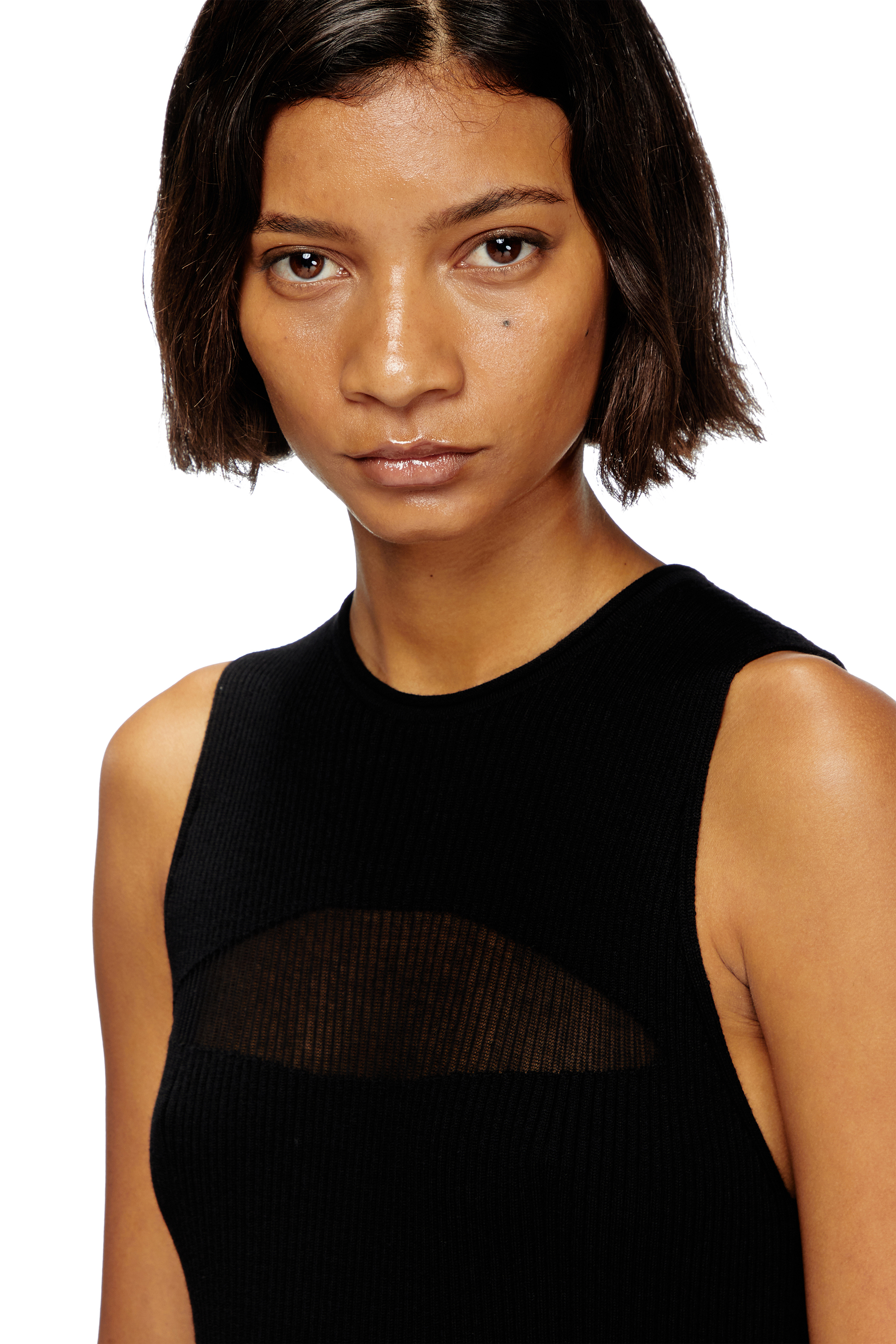Diesel - M-SLENDER, Woman's Crew-neck sleeveless dress in Black - 4