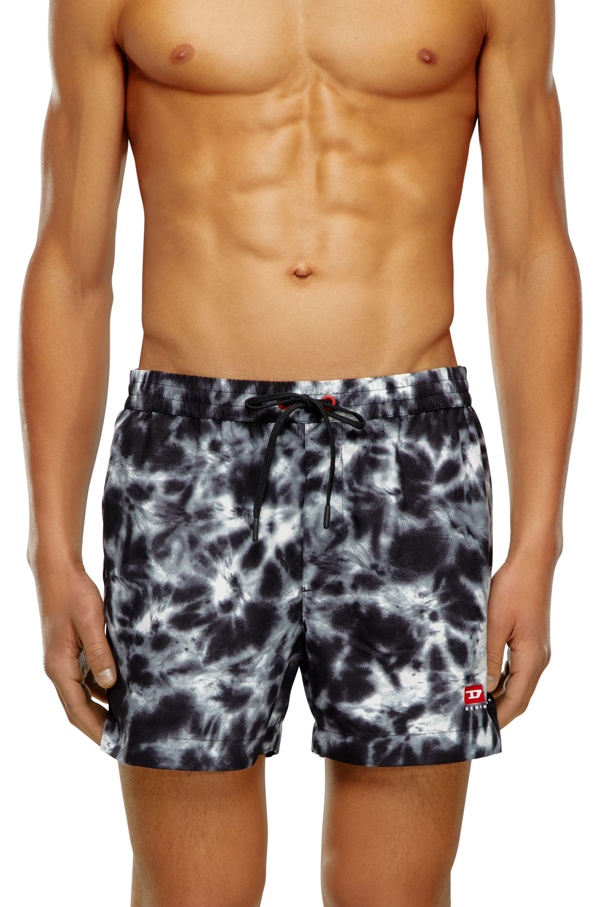 Diesel - BMBX-KEN-37, Man's Mid-length swim shorts with tie-dye print in Black - 2