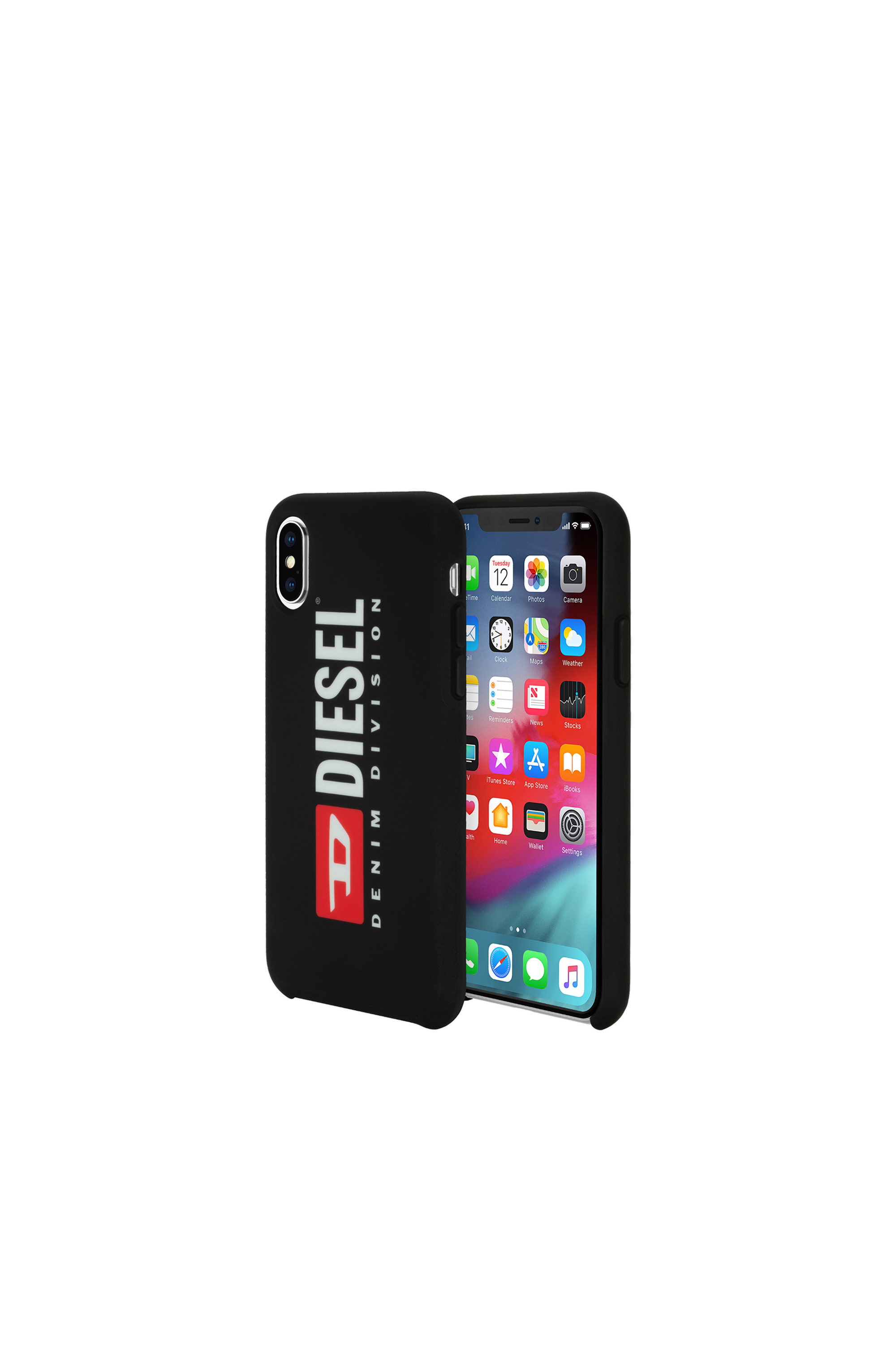 Diesel - DIESEL PRINTED CO-MOLD CASE FOR IPHONE XS & IPHONE X, Unisex's Soft touch logo black case, iPhone XS & iPhone X in Black/White - 1