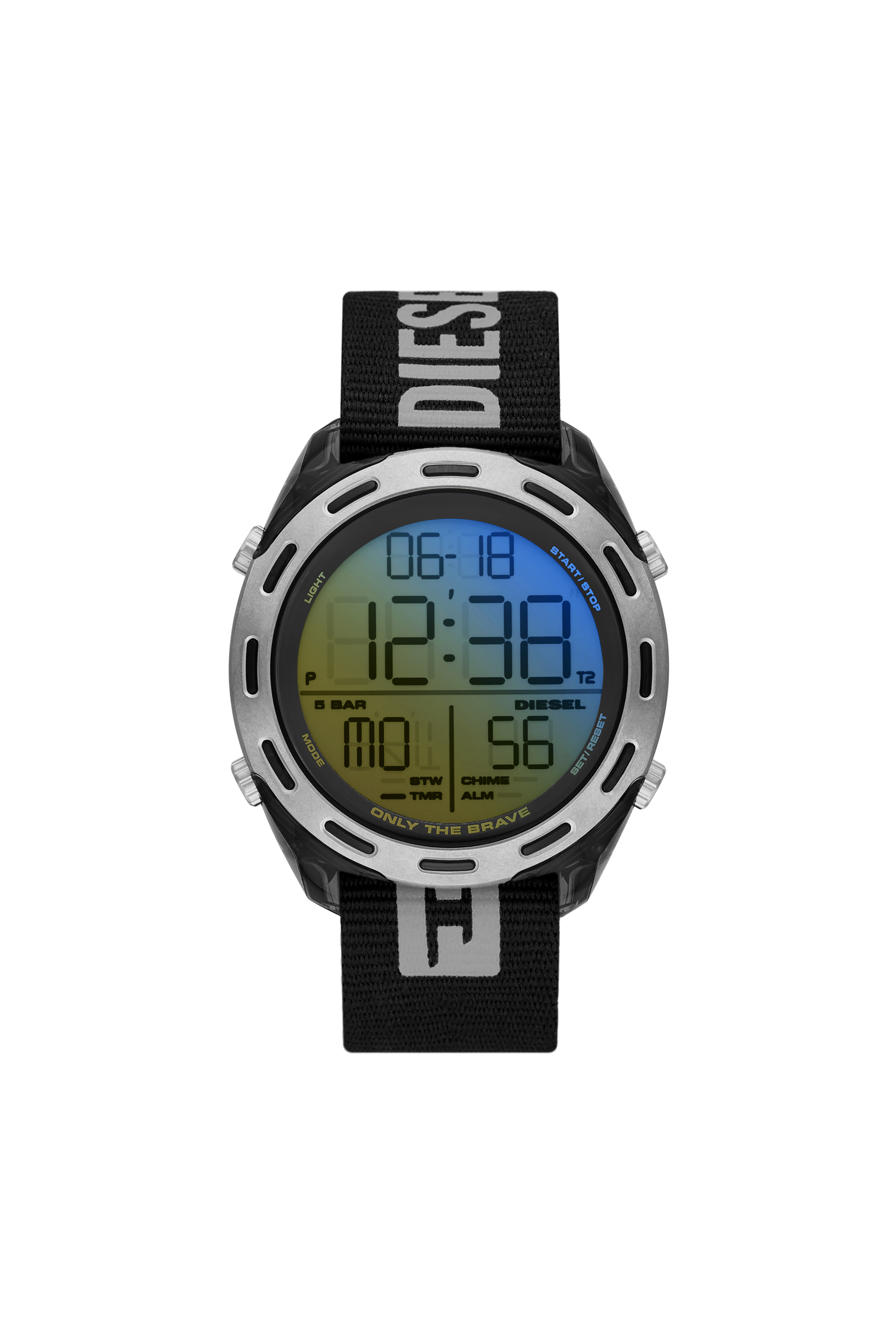 Diesel - DZ1984, Man's Crusher digital black fabric watch in Black - 1