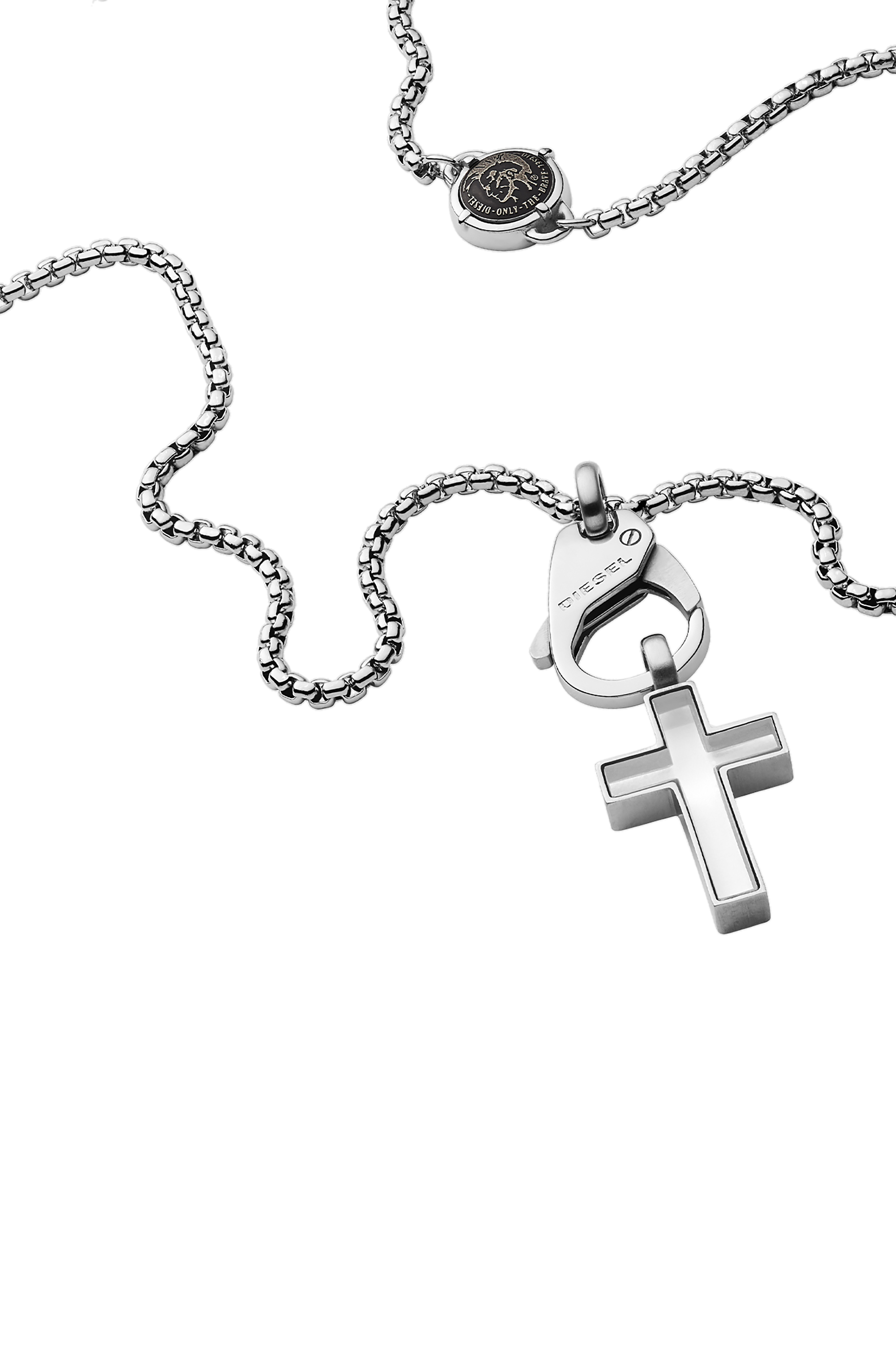 Diesel - DX1252, Man's Stainless steel cross pendant necklace in Silver - 1