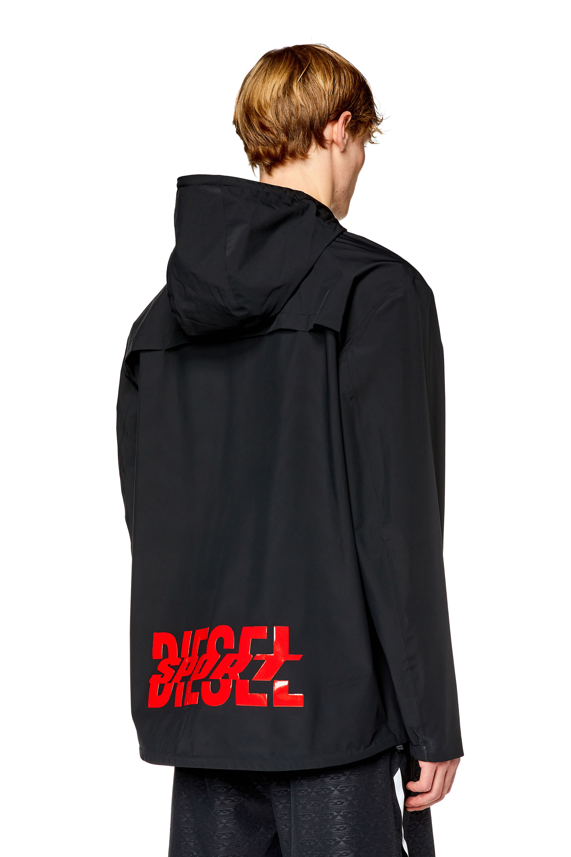 Diesel - AMWT-ALAN-A-WT38, Man's Hooded windbreaker in stretch fabric in Black - 4