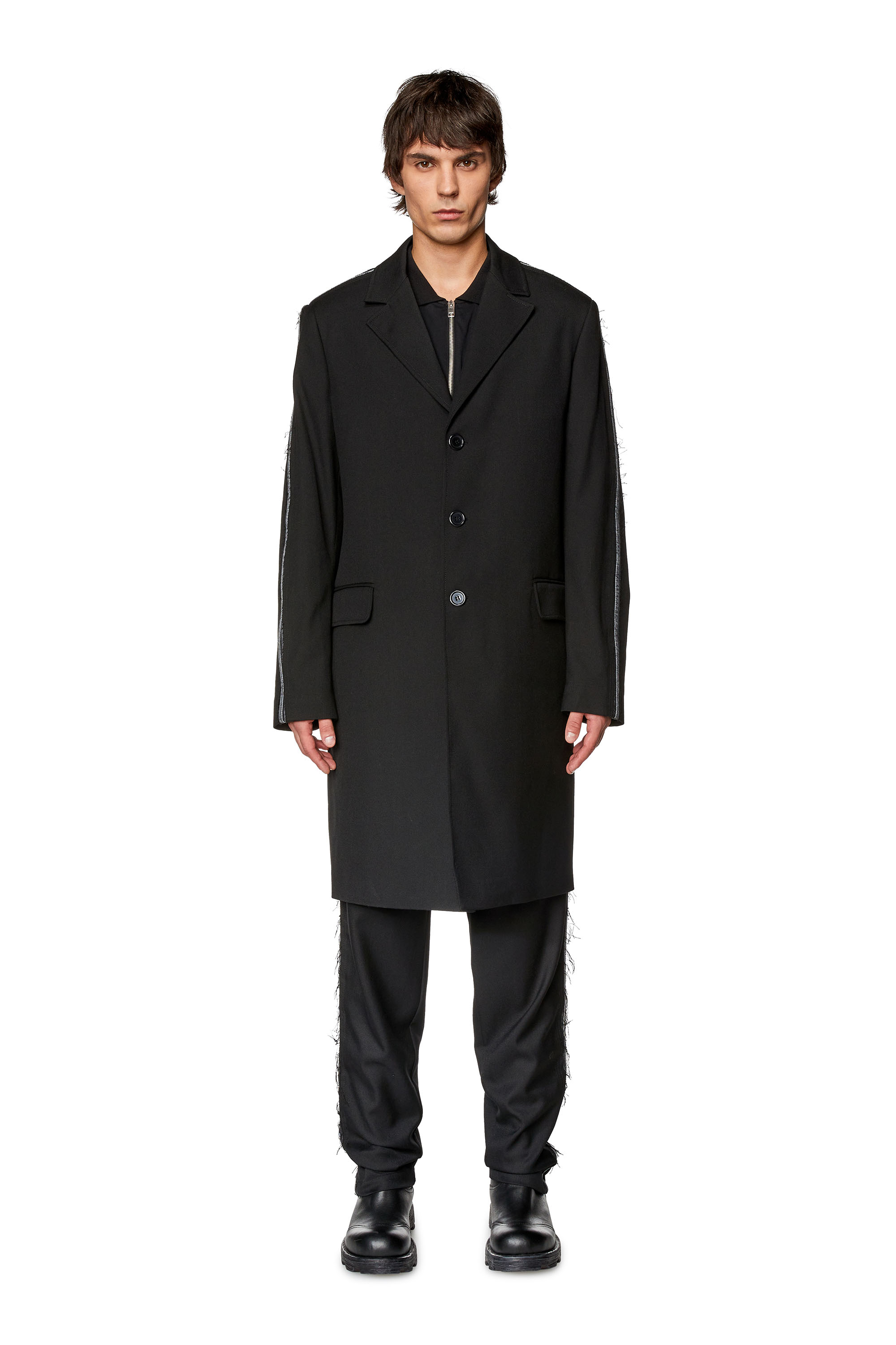 Diesel - W-HIVO, Man's Cool wool jacket with denim inserts in Black - 1