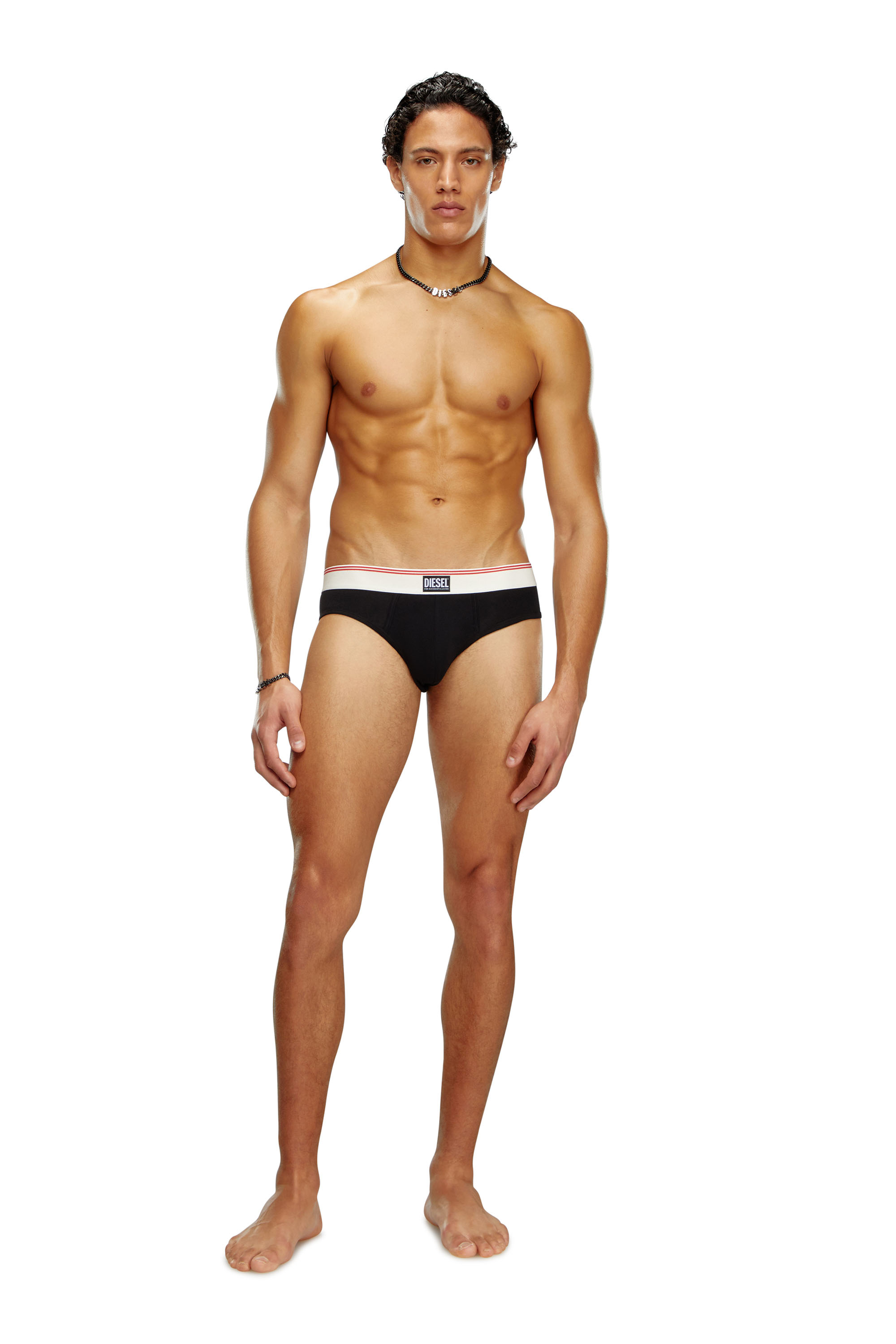 Diesel - UMBR-ANDRETHREEPACK, Man's Three-pack nude cotton briefs in Blue/Red - 3