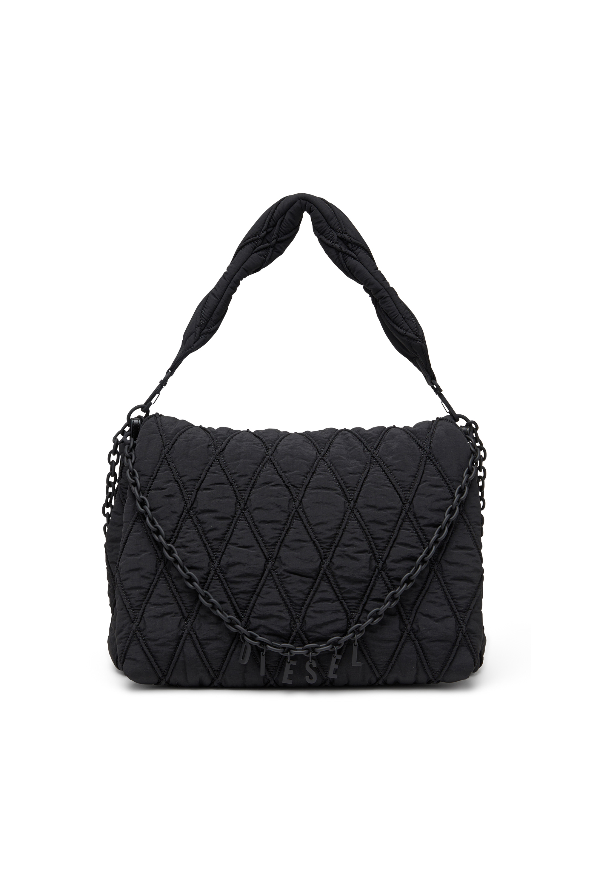 Diesel - CHARM-D SHOULDER L, Woman's Shoulder bag in quilted washed nylon in Black - 1