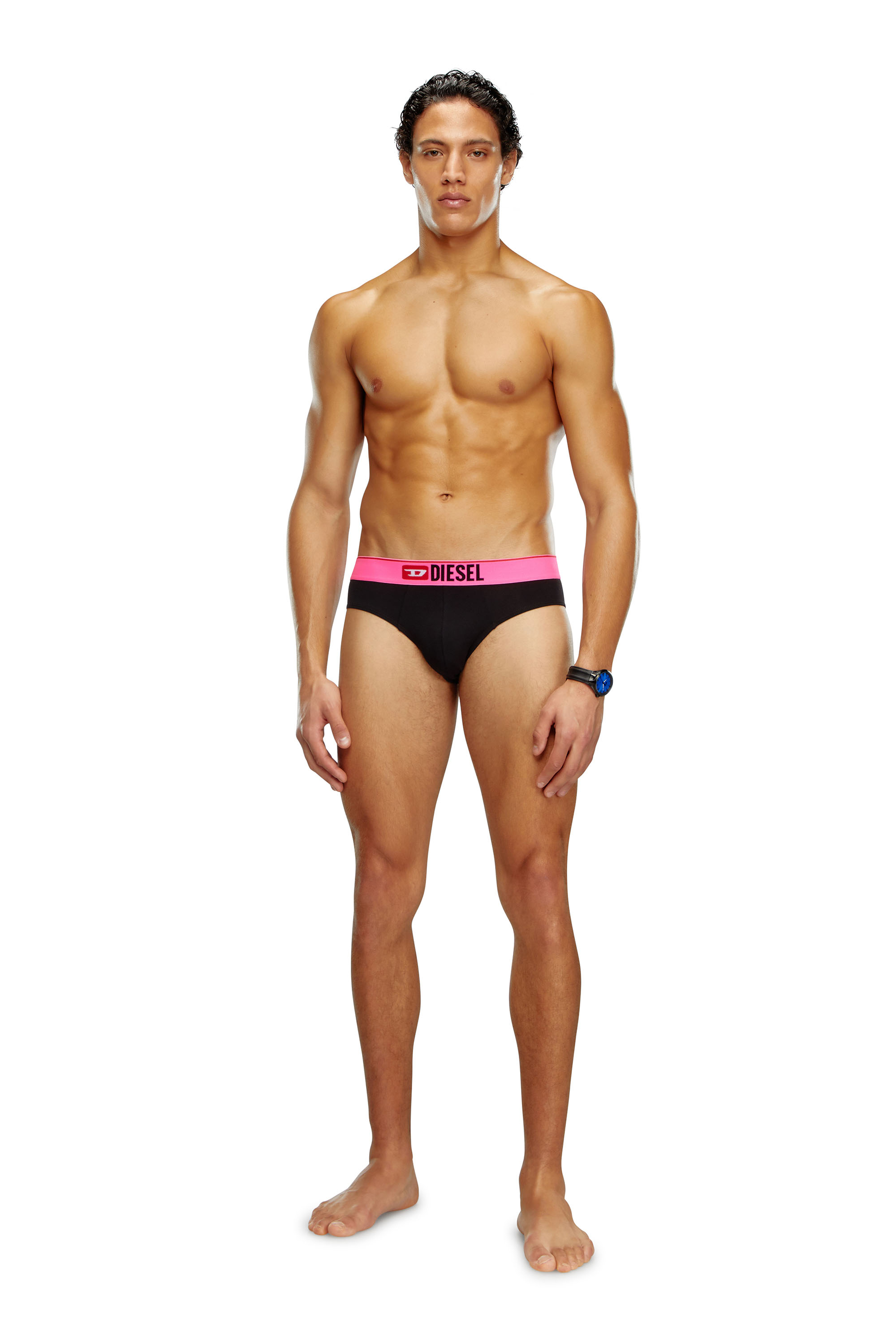 Diesel - UMBR-ANDRETHREEPACK, Man's Three-pack briefs with pop-colour waist in Multicolor/Black - 3