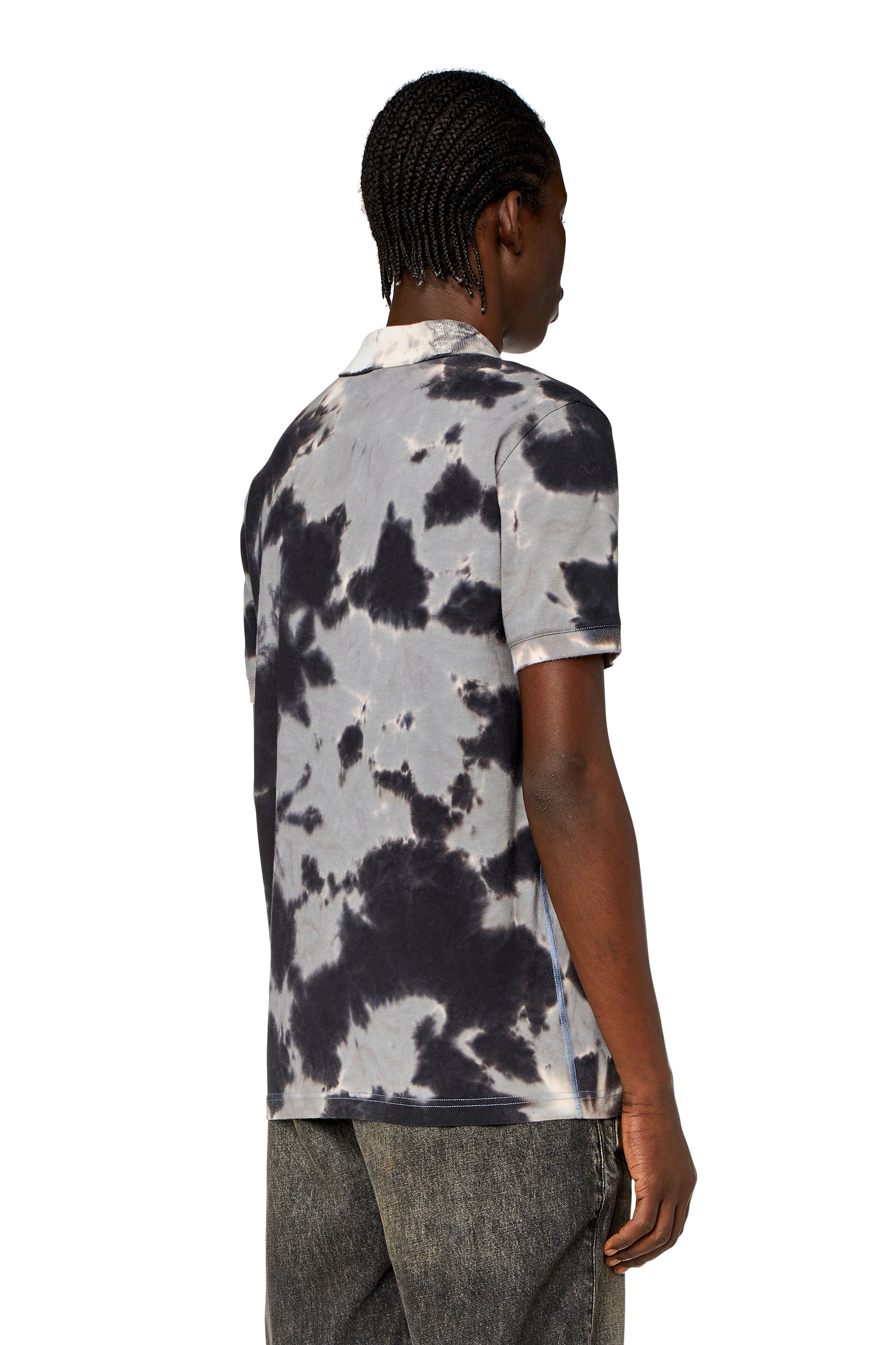 Diesel - T-GIAC, Man's Tie-dyed jersey polo shirt in Black - 3