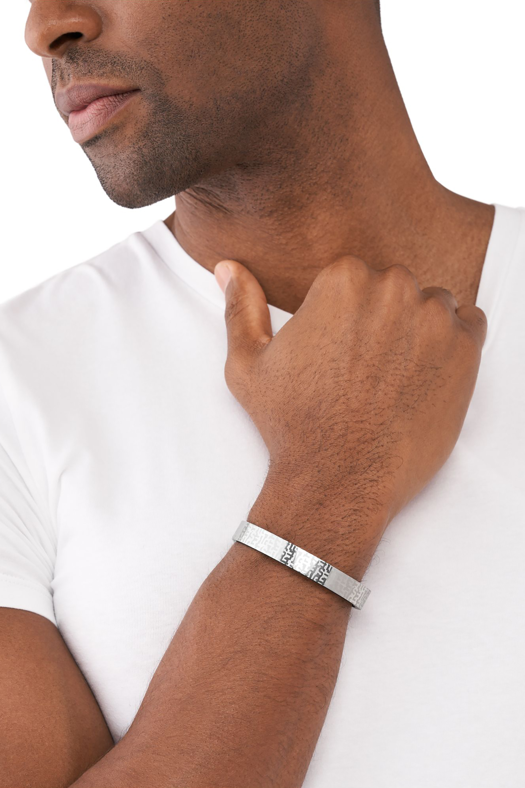 Diesel - DX1428, Unisex's Font Two-Tone Cuff Bracelet in Silver - 3
