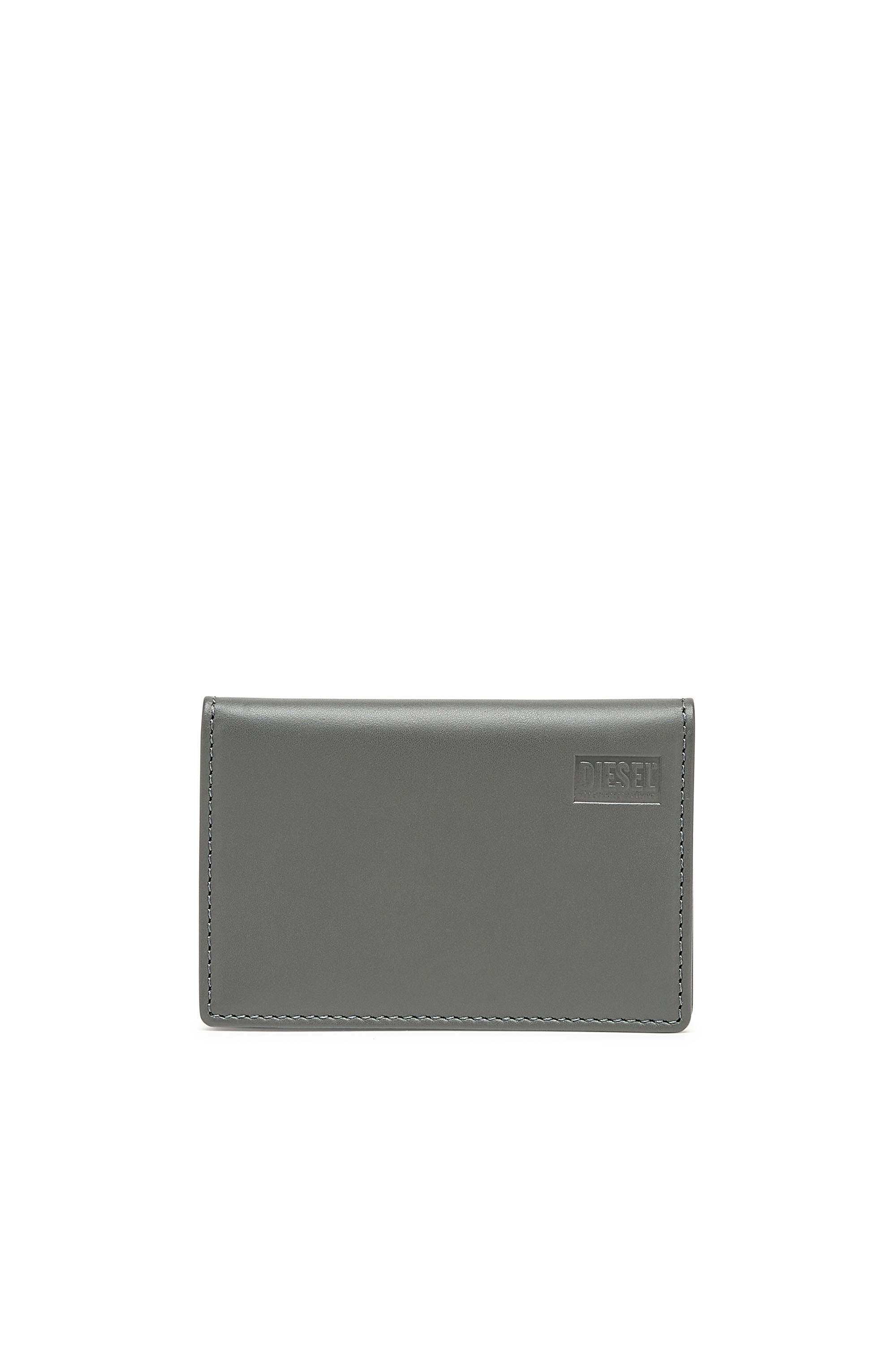 Diesel - BI-FOLD CARD HOLDER, Man's Bi-fold card holder in two-tone leather in Grey/Green - 1