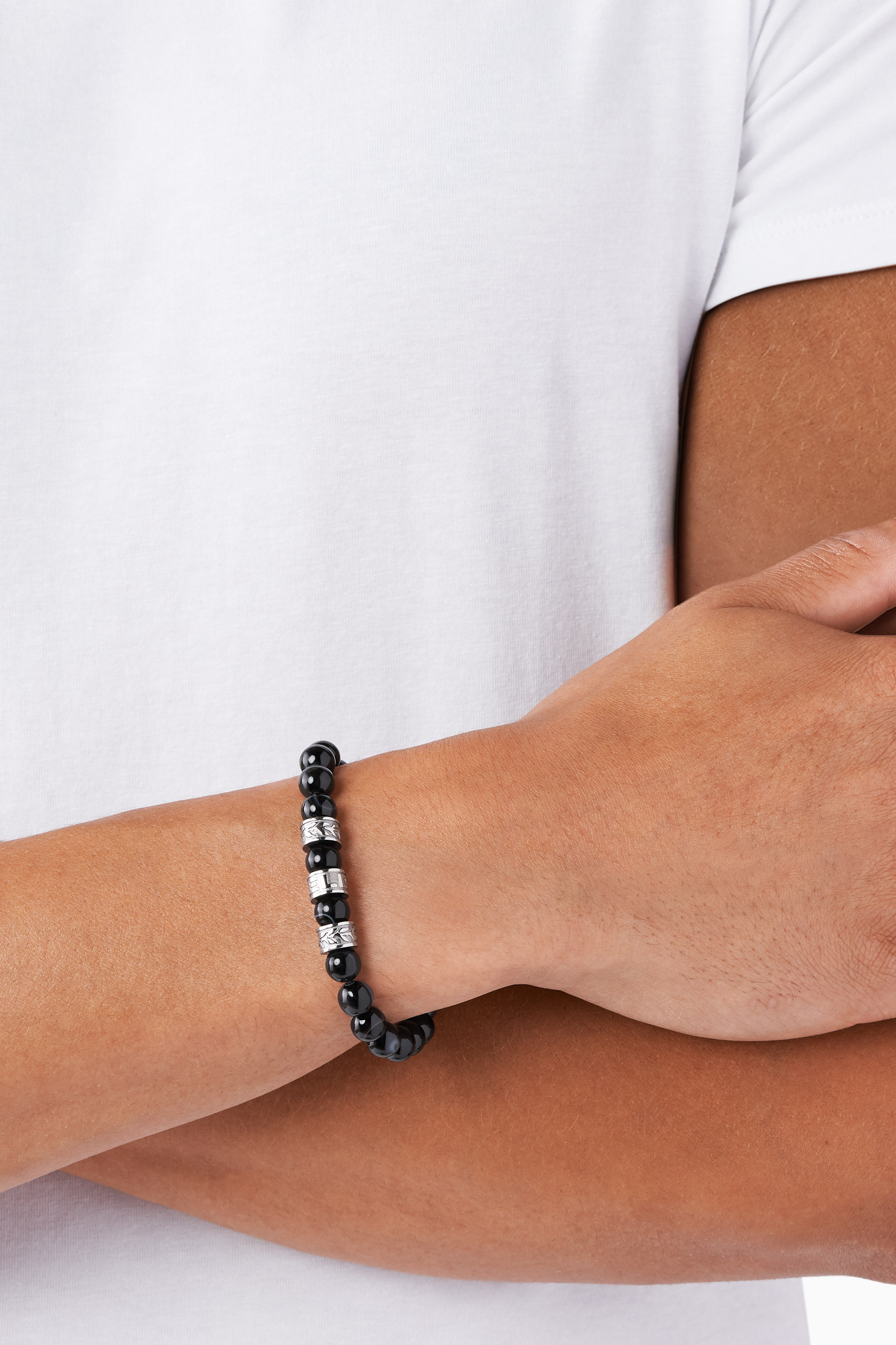 Diesel - DX1101, Man's Bracelet with beads in Black - 2