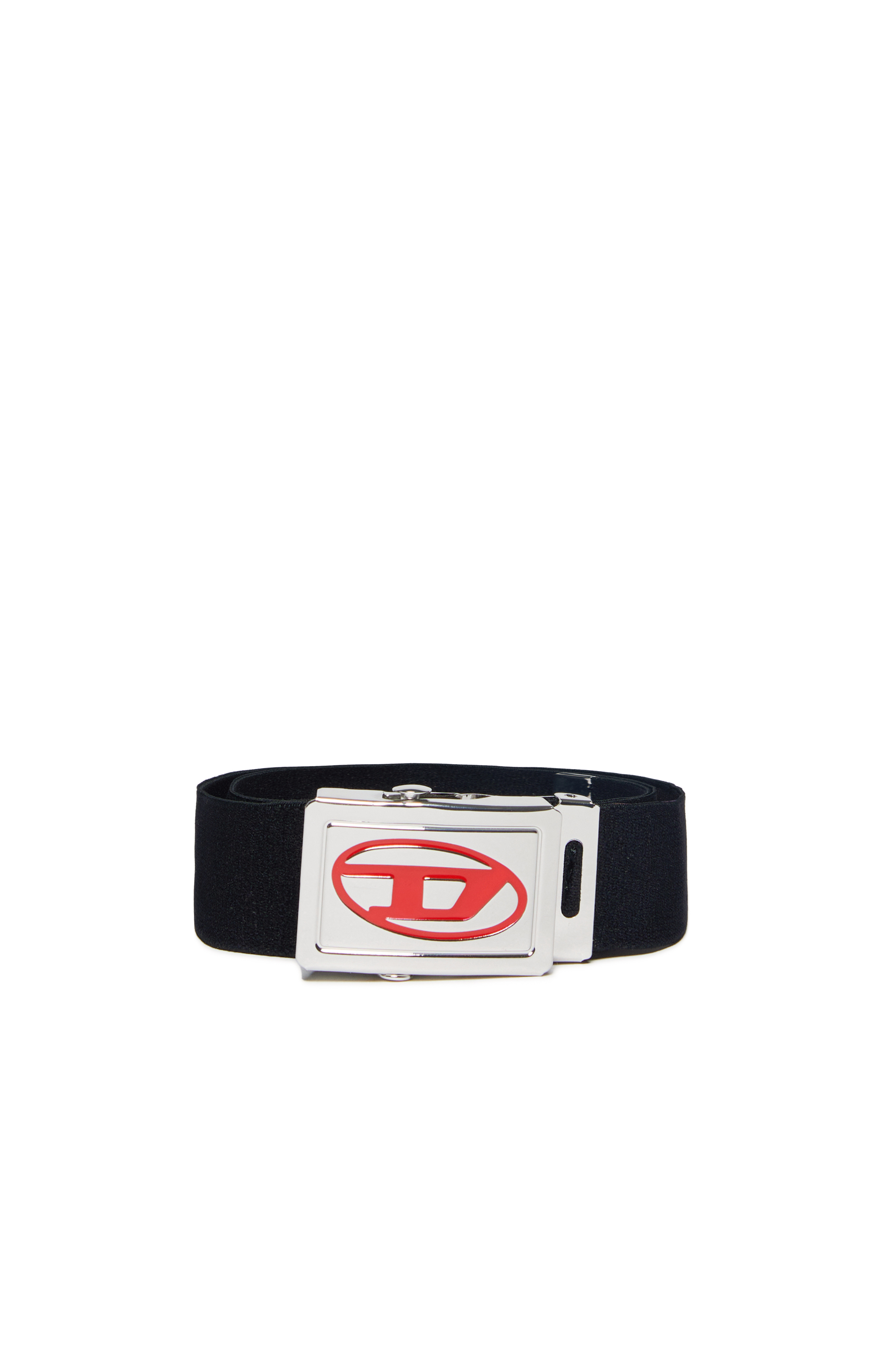 Diesel - BESAR, Man's Tape belt with Oval D plaque buckle in Black - 1