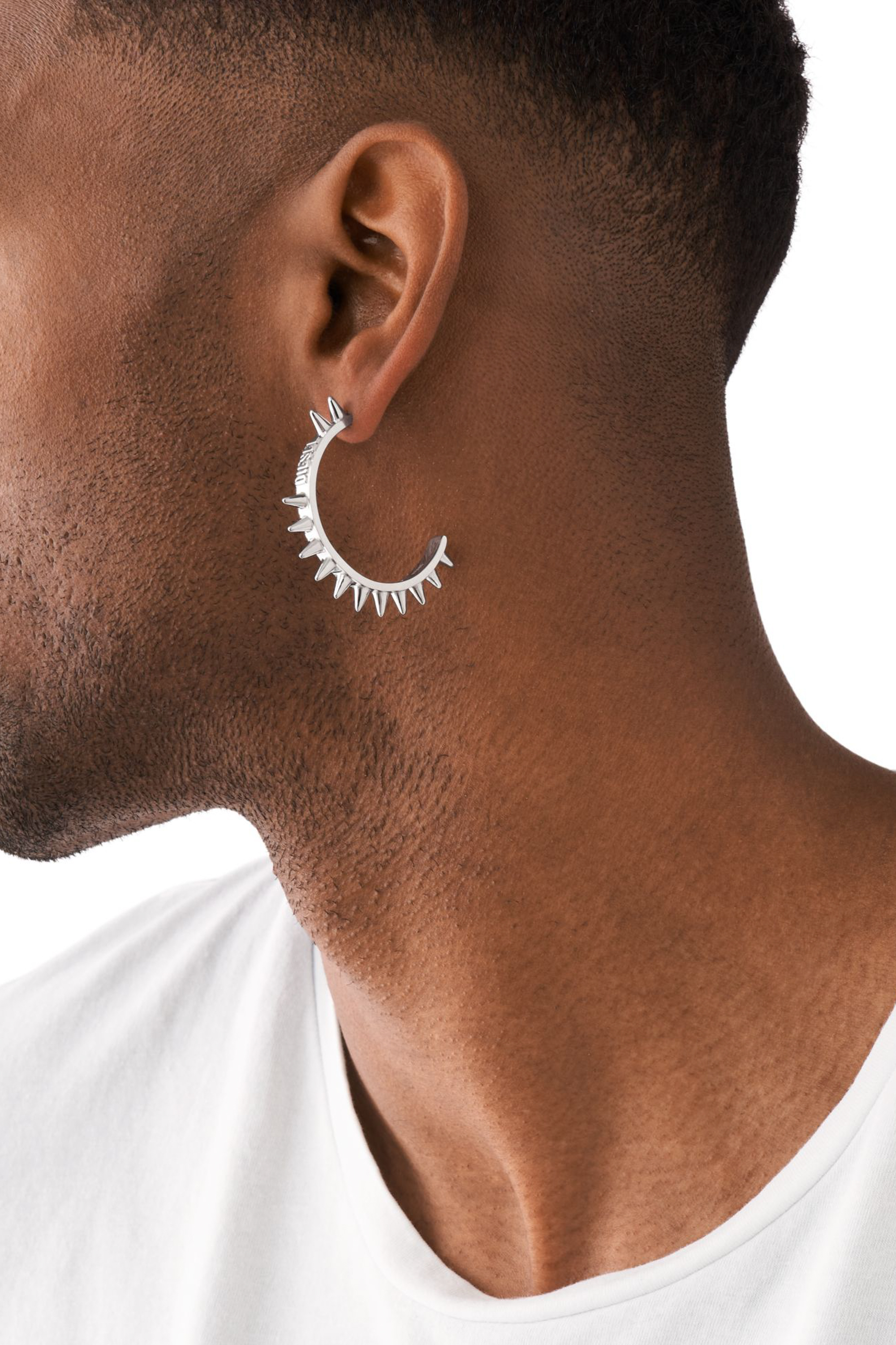 Diesel - DX1451, Unisex's Stainless Steel Hoop Earrings in Silver - 4