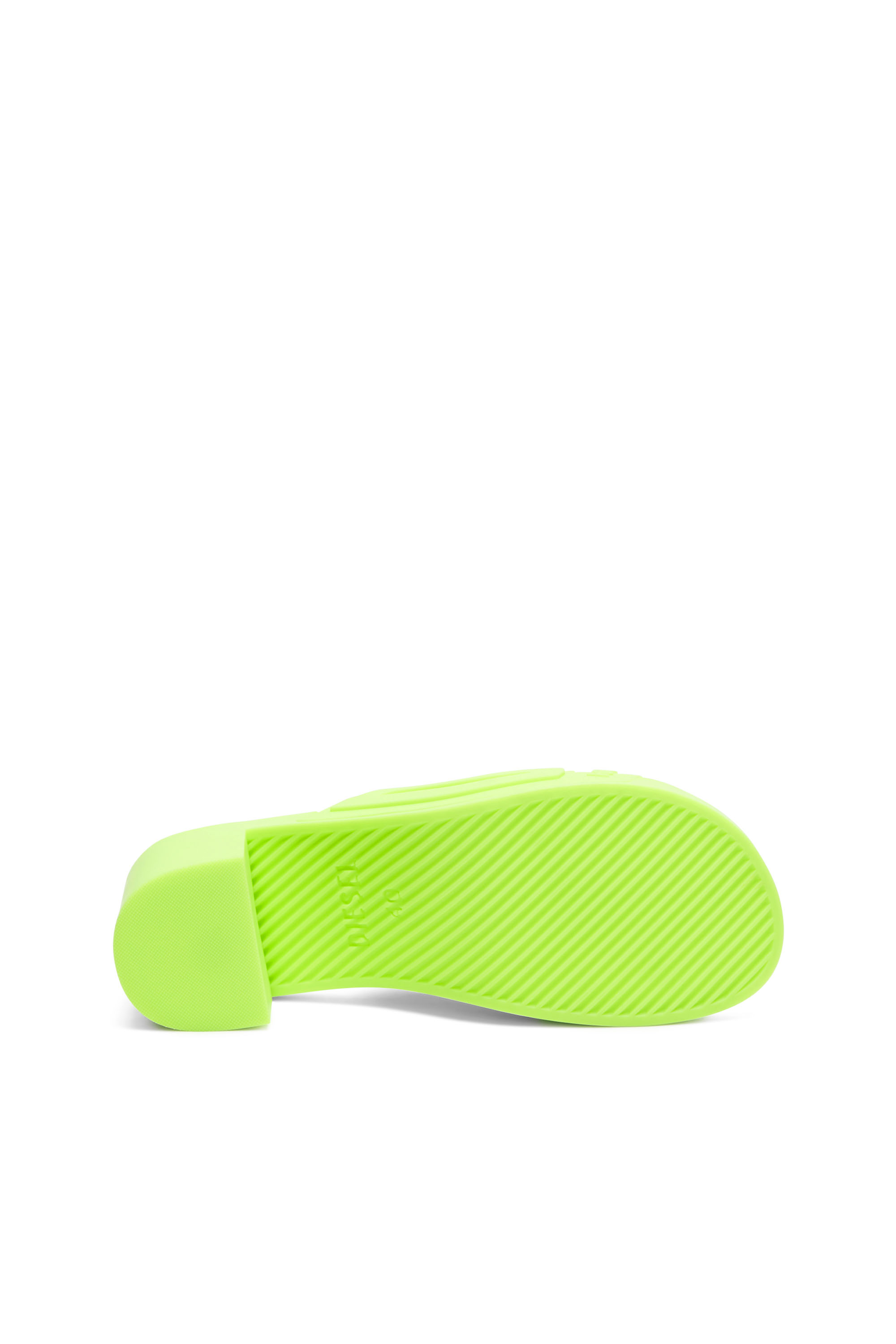 Diesel - SA-PAMELA H, Woman's Sa-Pamela H - Heeled neon rubber pool slides in Green Fluo - 4