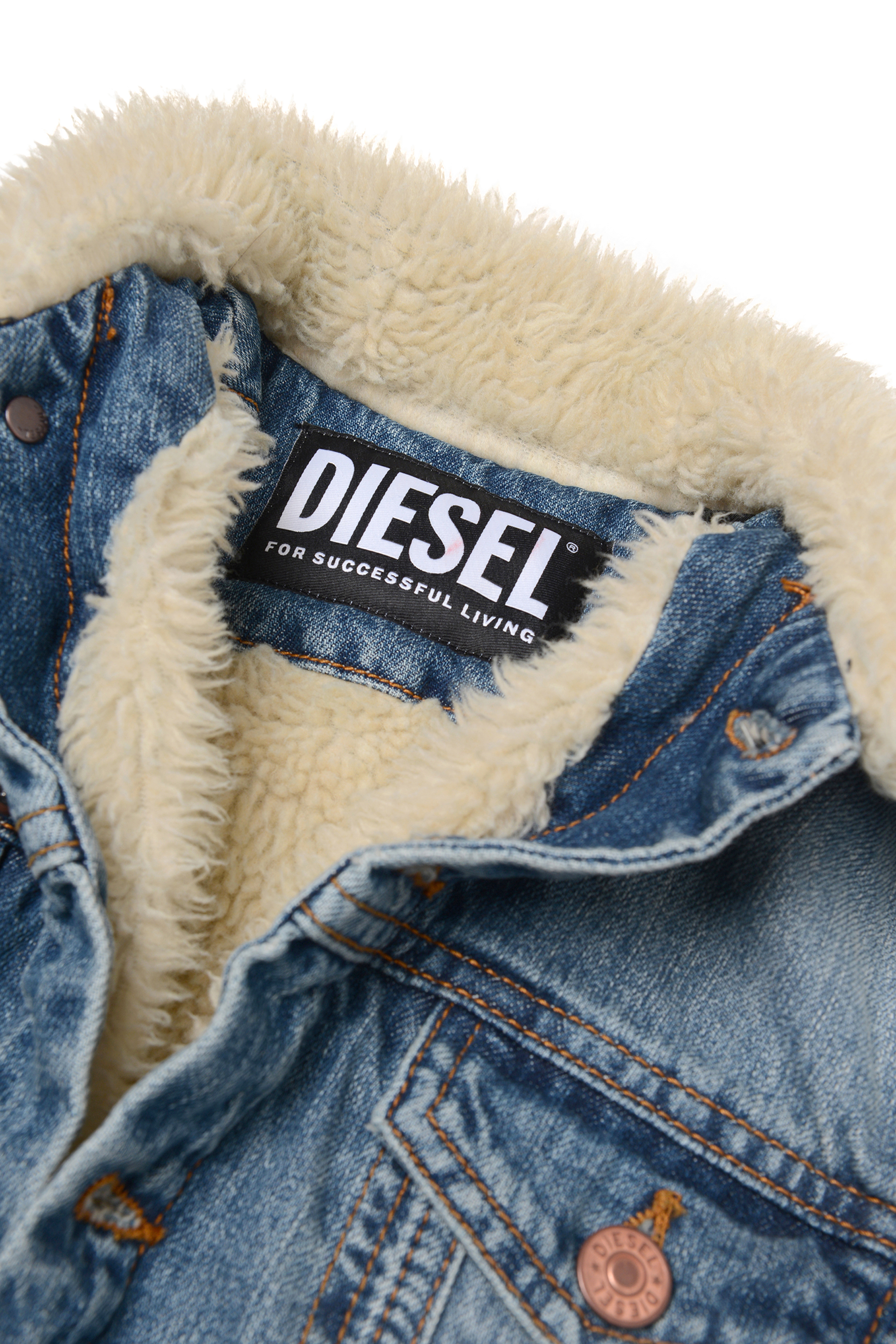 Diesel - JRESKY, Man's Trucker jacket with teddy fur in Light Blue - 3