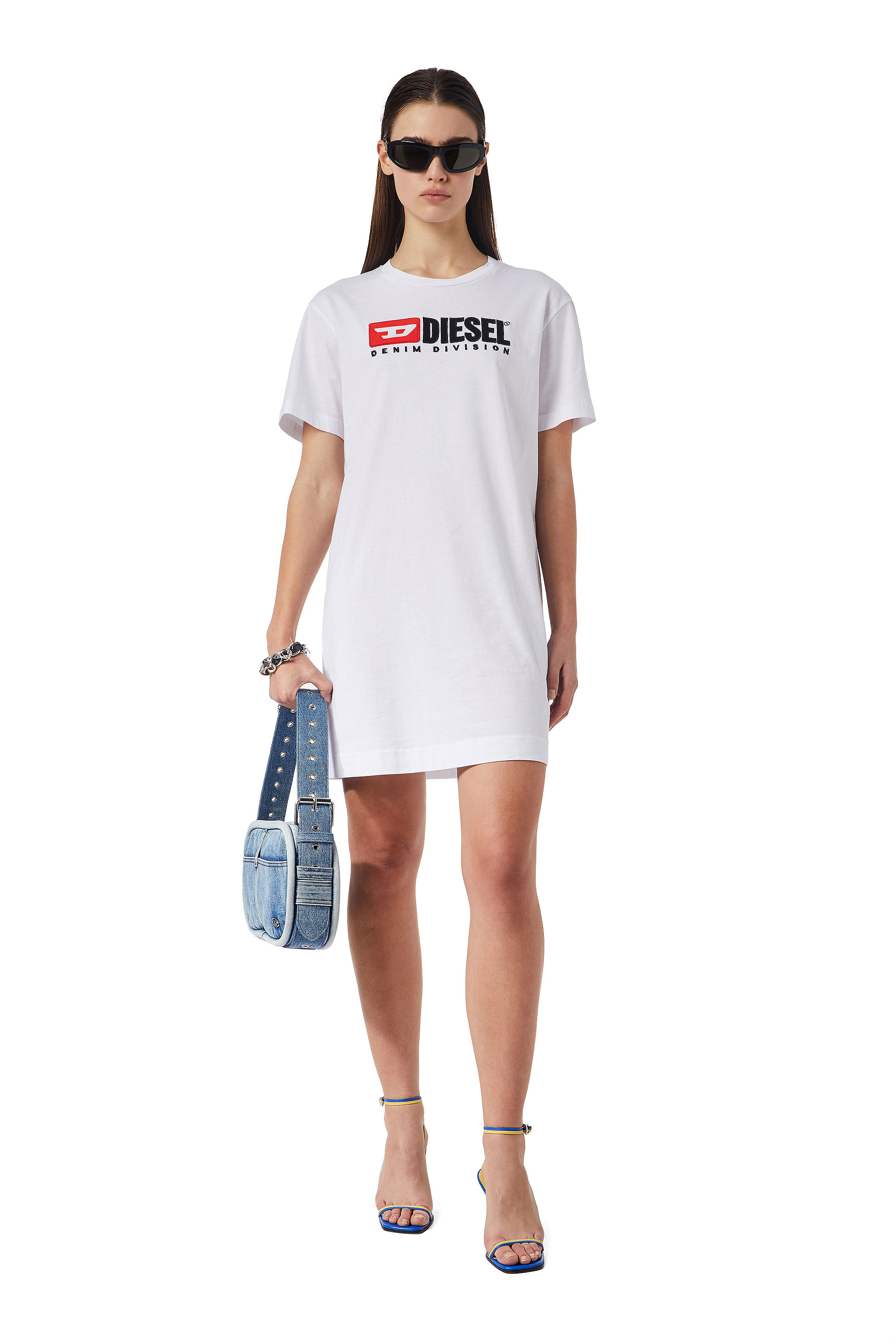 Diesel - D-EGOR-DIV, Woman's T-shirt dress with logo in White - 1